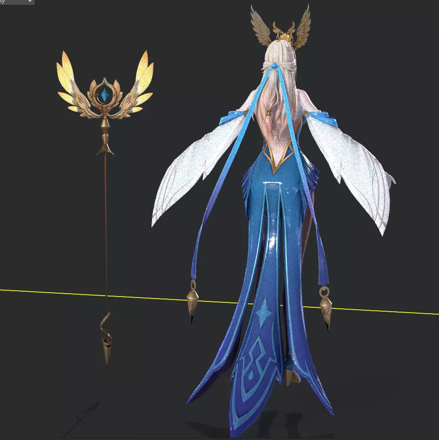 Female Archmage Low-poly 3D model_5