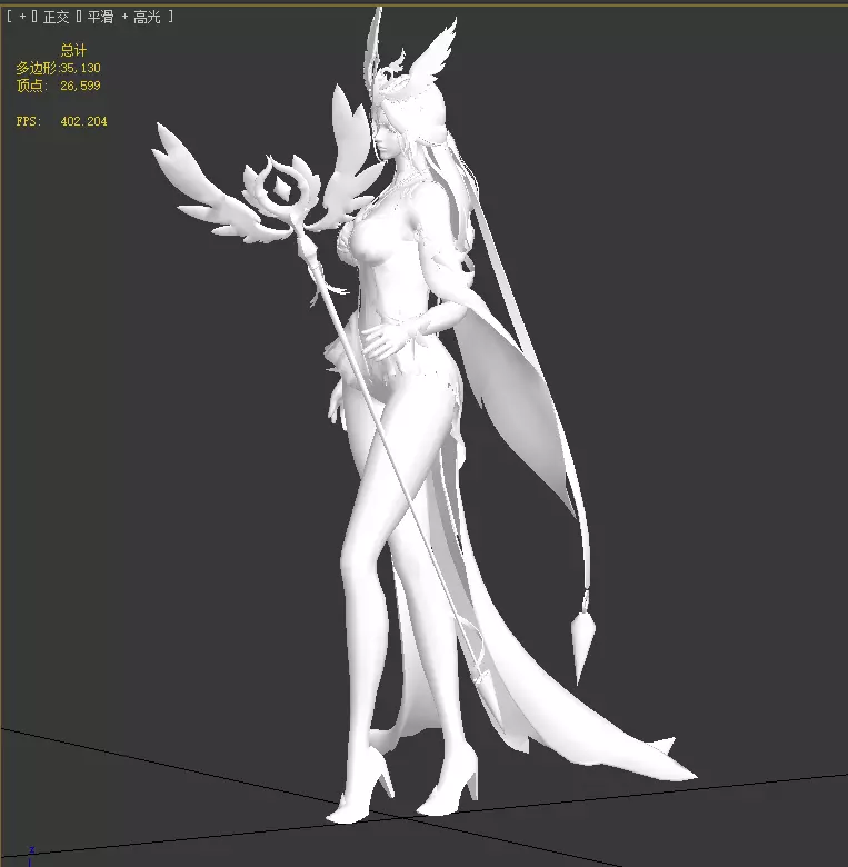 Female Archmage Low-poly 3D model_10