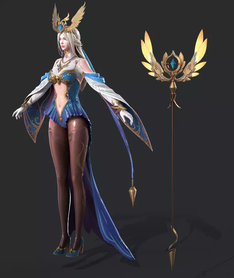 Female Archmage Low-poly 3D model_2