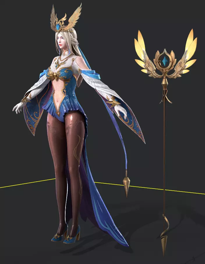 Female Archmage Low-poly 3D model_4