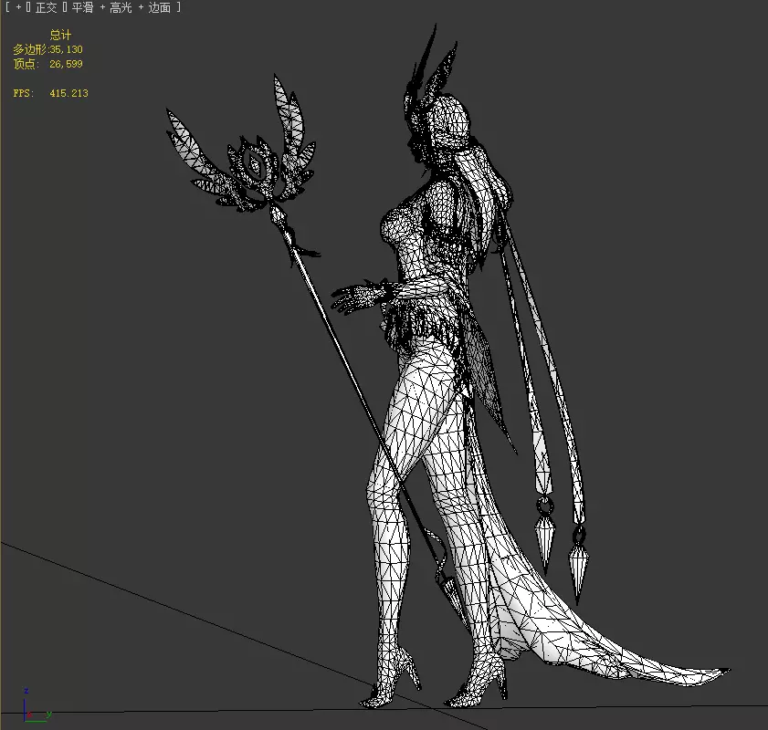 Female Archmage Low-poly 3D model_14