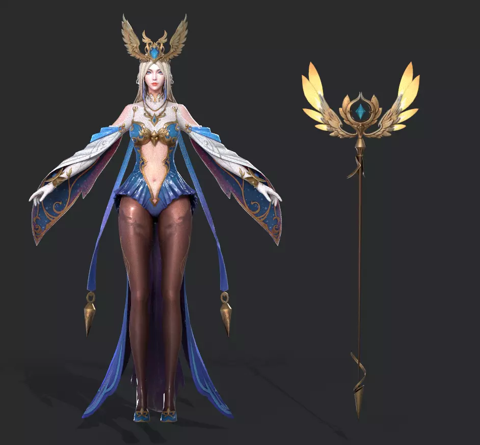 Female Archmage Low-poly 3D model_0