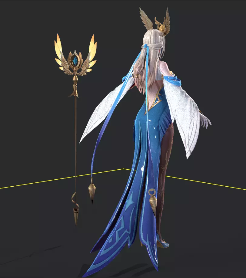 Female Archmage Low-poly 3D model_6