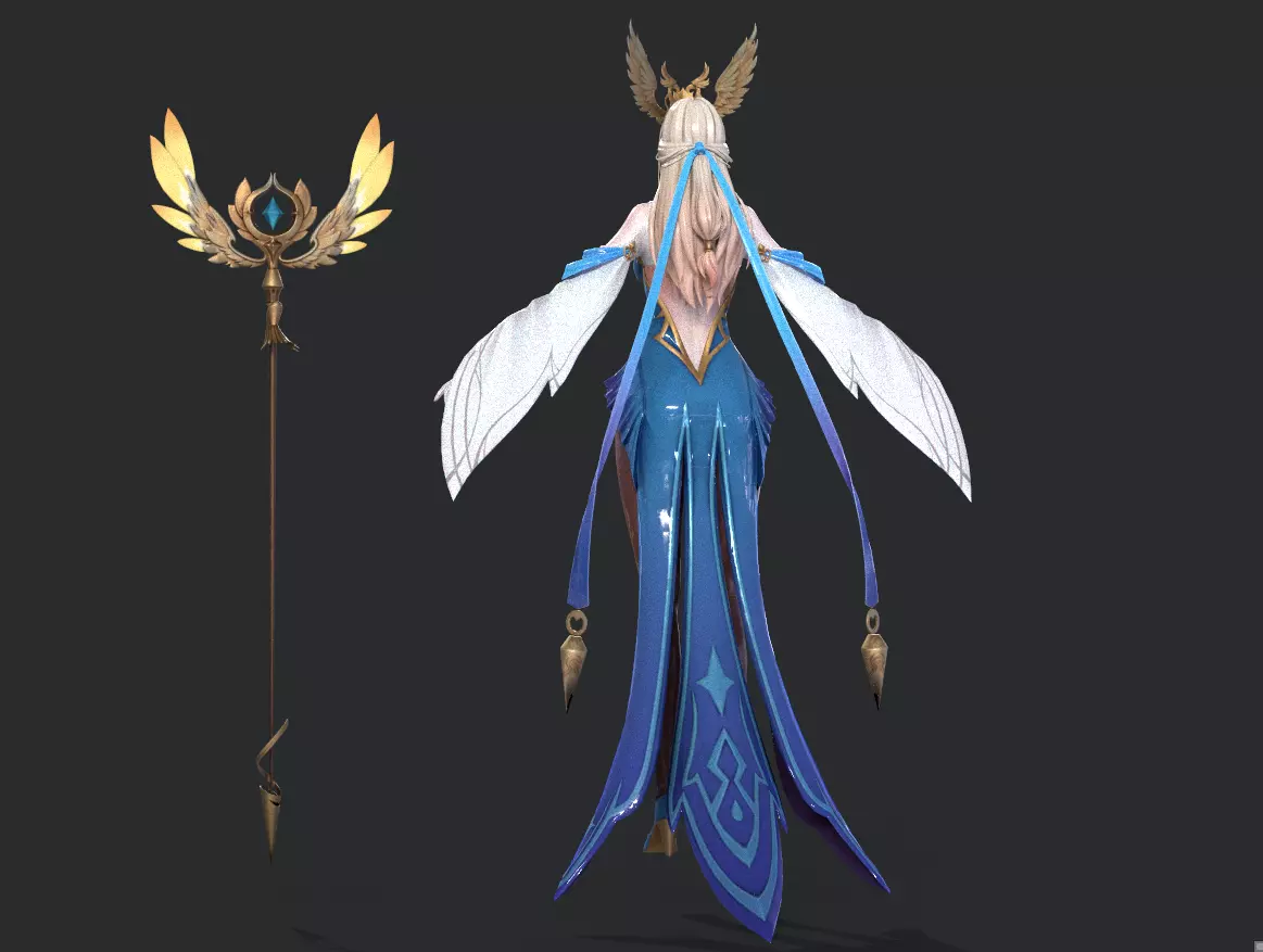 Female Archmage Low-poly 3D model_3