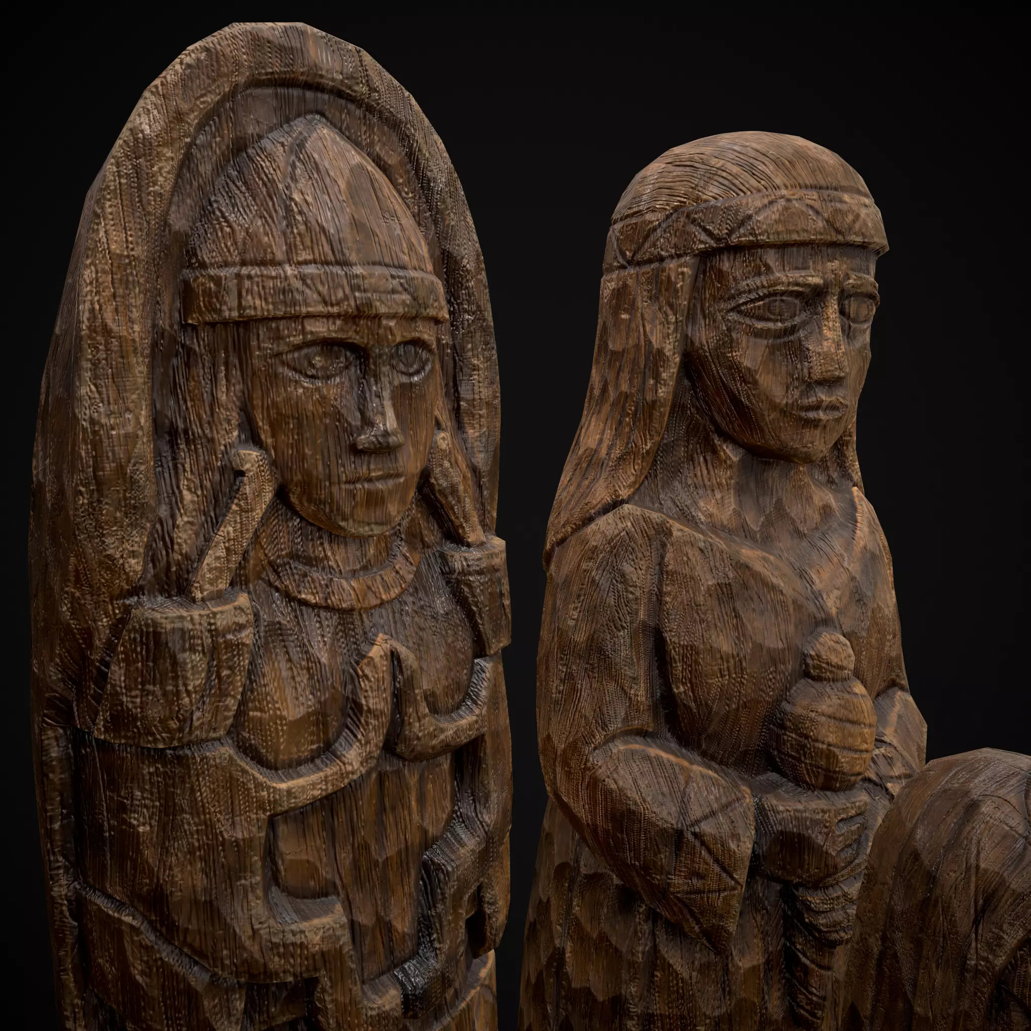 Slavic Gods Figurines Set Low-poly 3D model_35