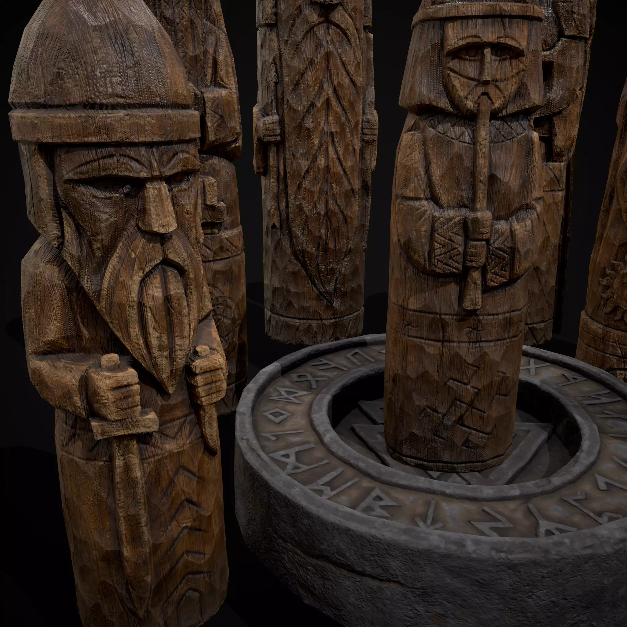 Slavic Gods Figurines Set Low-poly 3D model_24