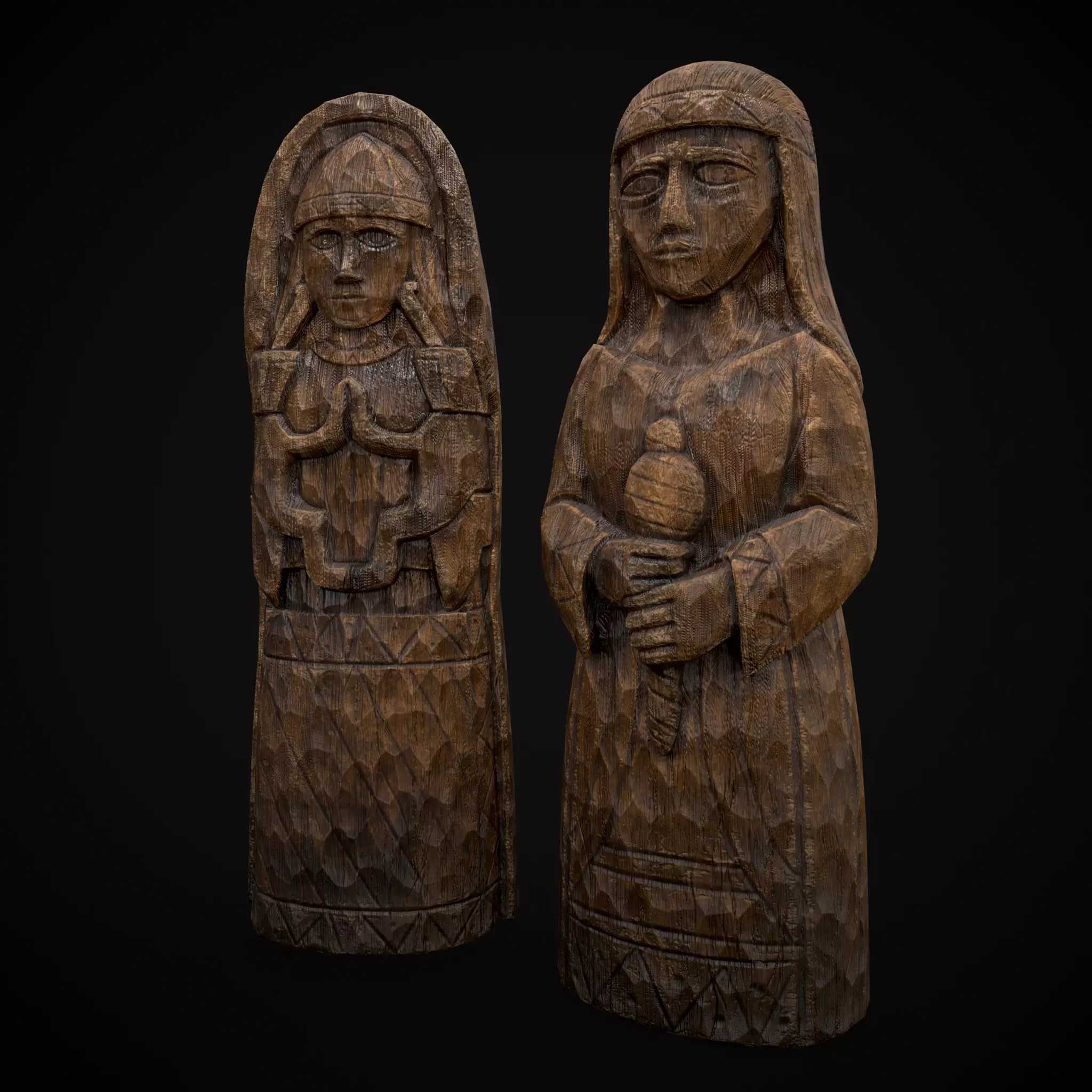 Slavic Gods Figurines Set Low-poly 3D model_38