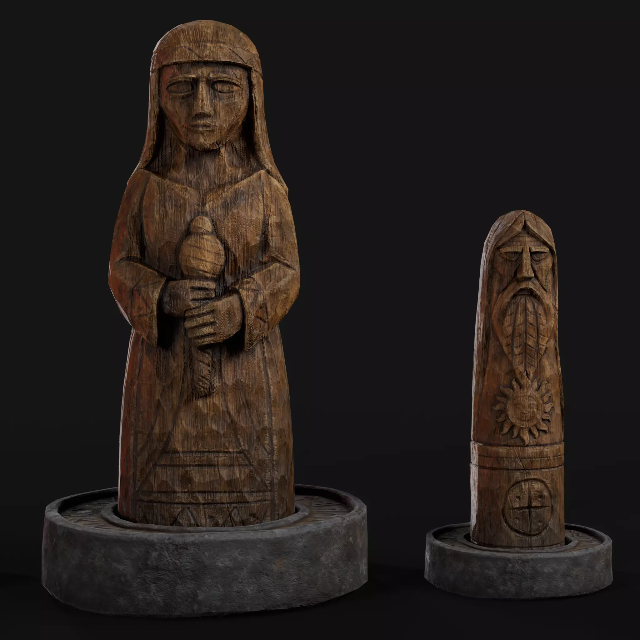 Slavic Gods Figurines Set Low-poly 3D model_52