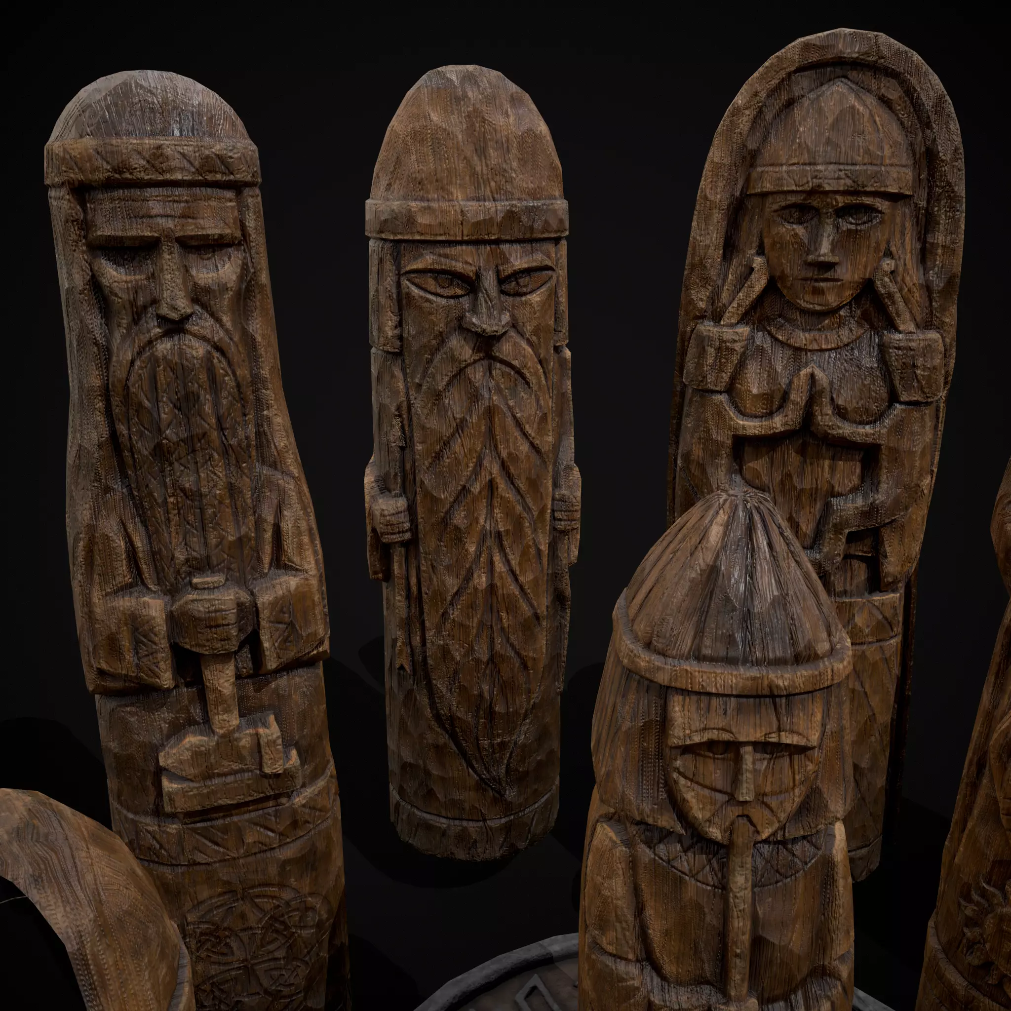 Slavic Gods Figurines Set Low-poly 3D model_25
