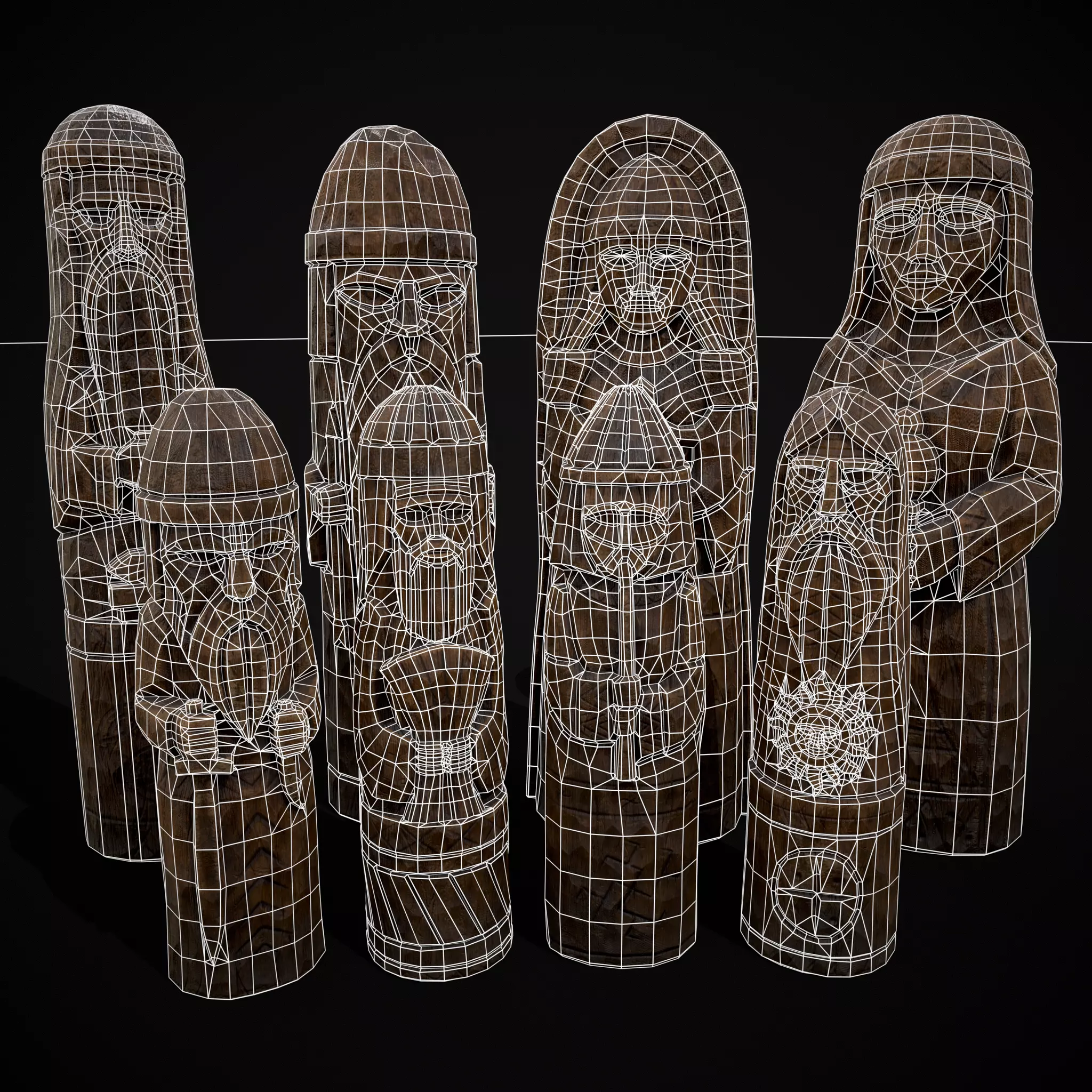 Slavic Gods Figurines Set Low-poly 3D model_5