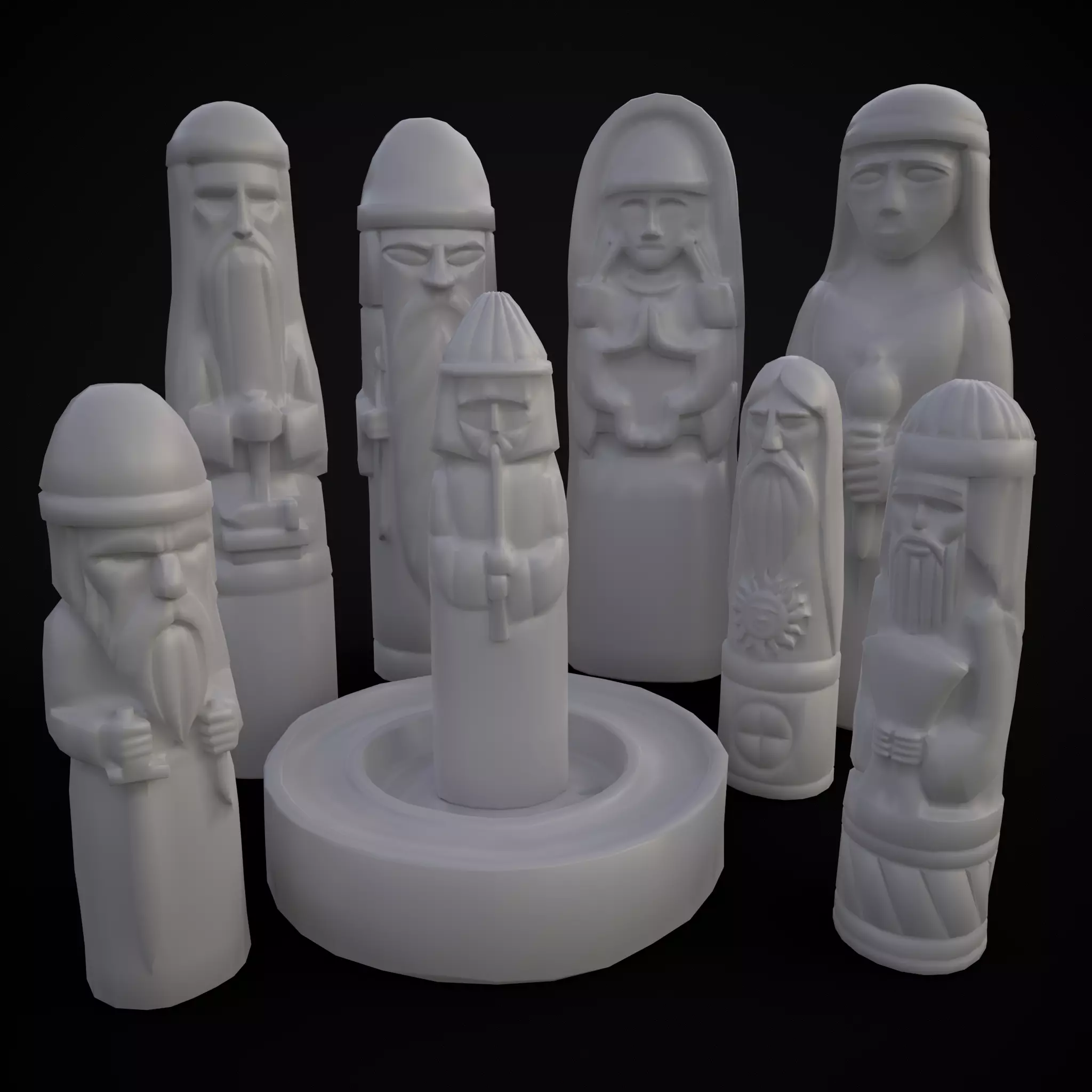 Slavic Gods Figurines Set Low-poly 3D model_48