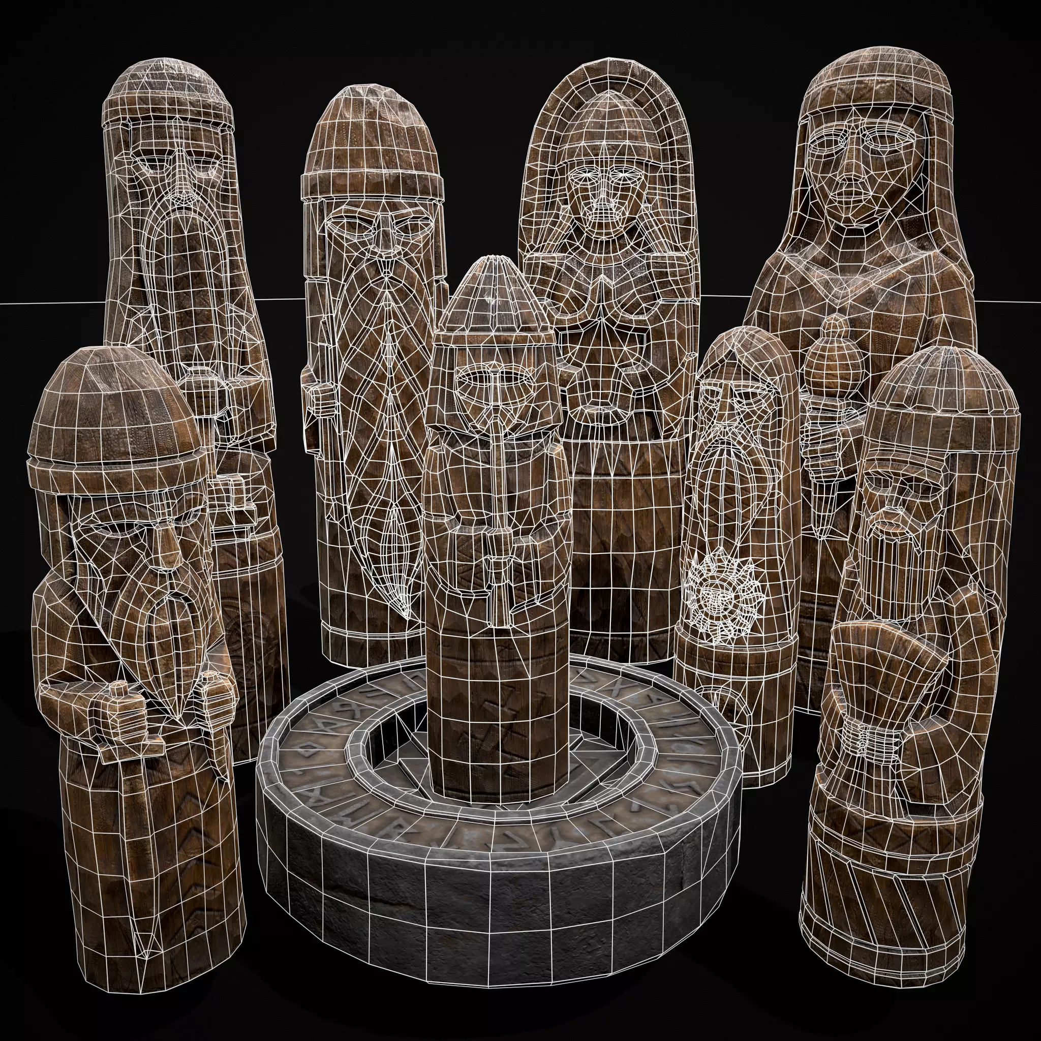 Slavic Gods Figurines Set Low-poly 3D model_3
