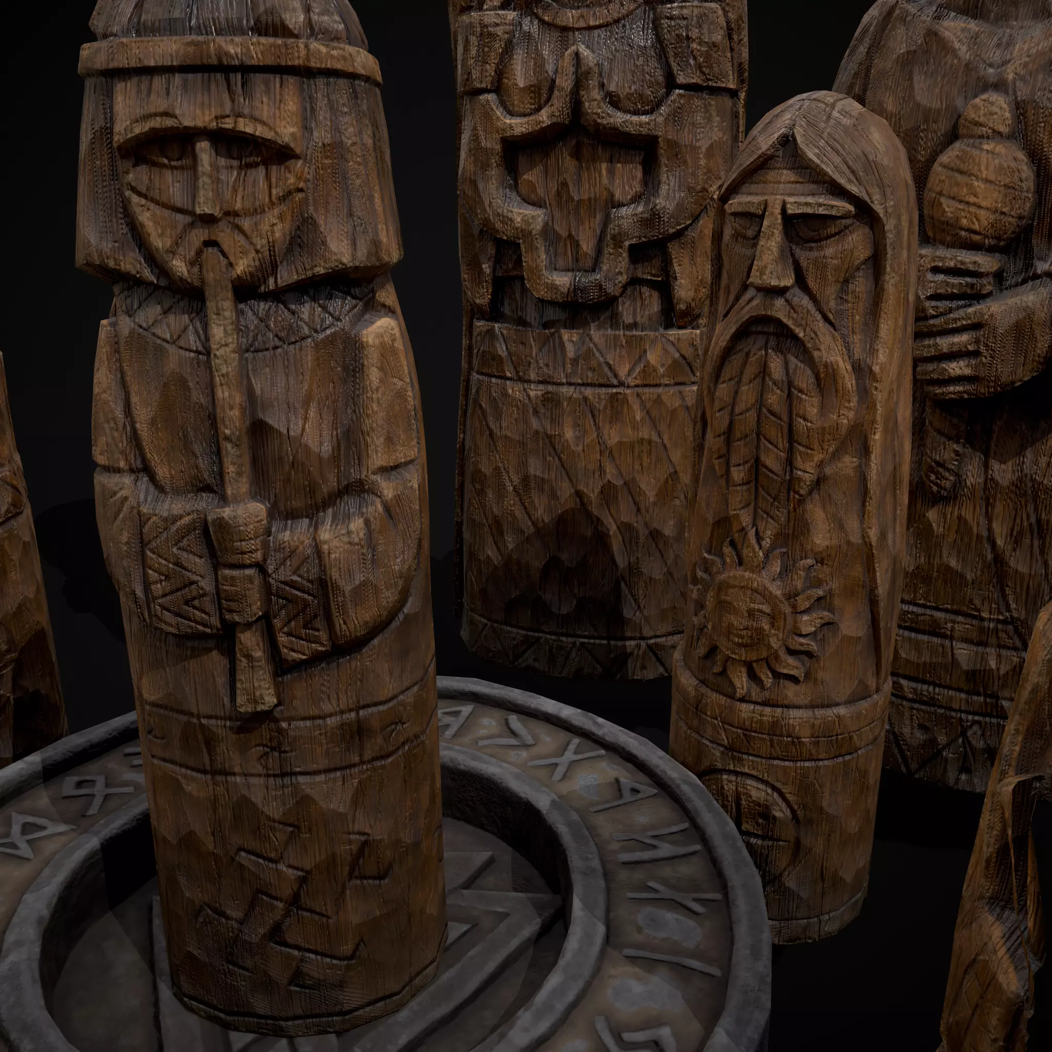Slavic Gods Figurines Set Low-poly 3D model_27