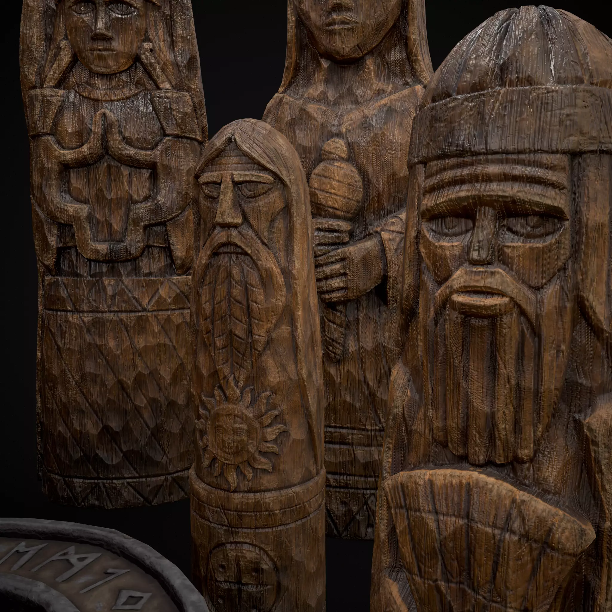 Slavic Gods Figurines Set Low-poly 3D model_32