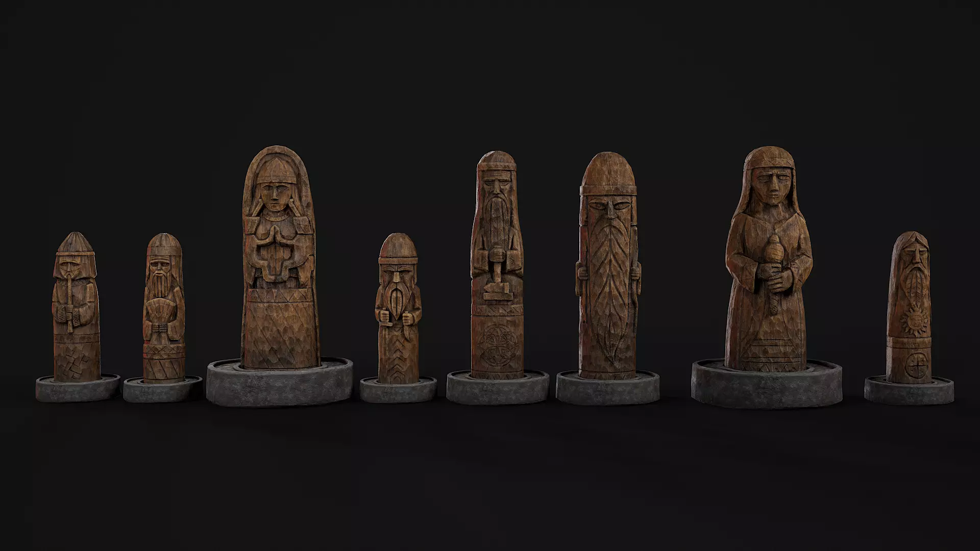 Slavic Gods Figurines Set Low-poly 3D model_51