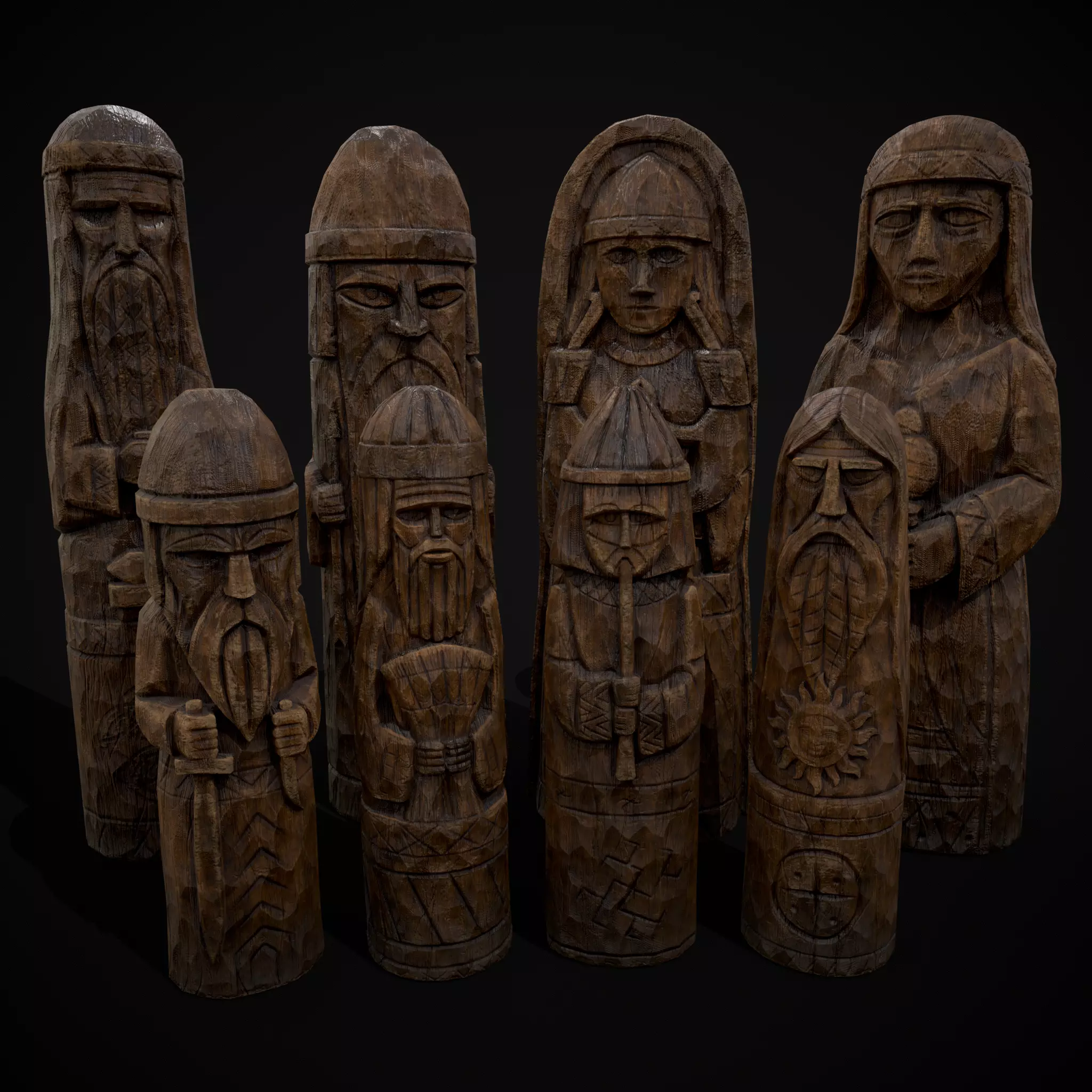 Slavic Gods Figurines Set Low-poly 3D model_4