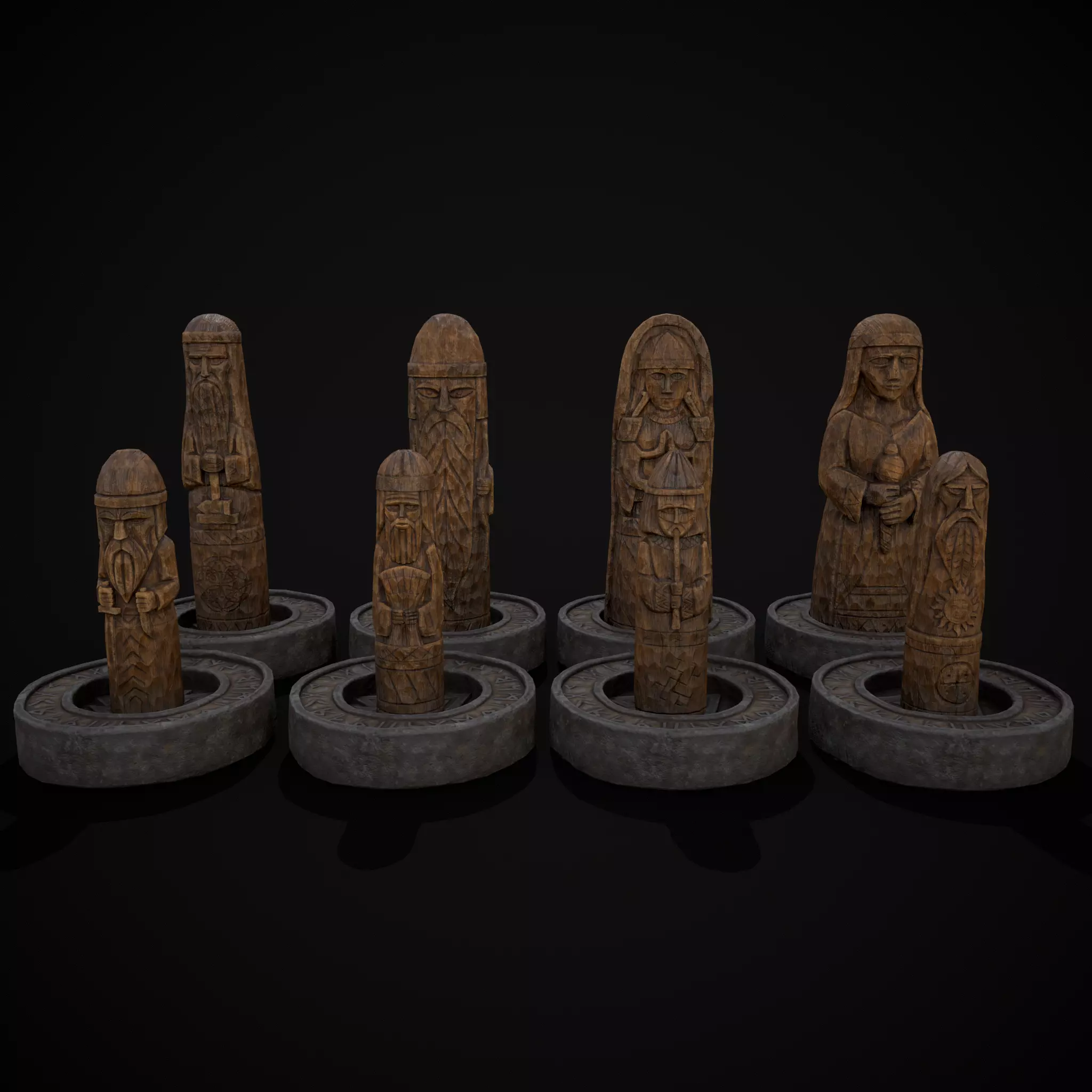 Slavic Gods Figurines Set Low-poly 3D model_6