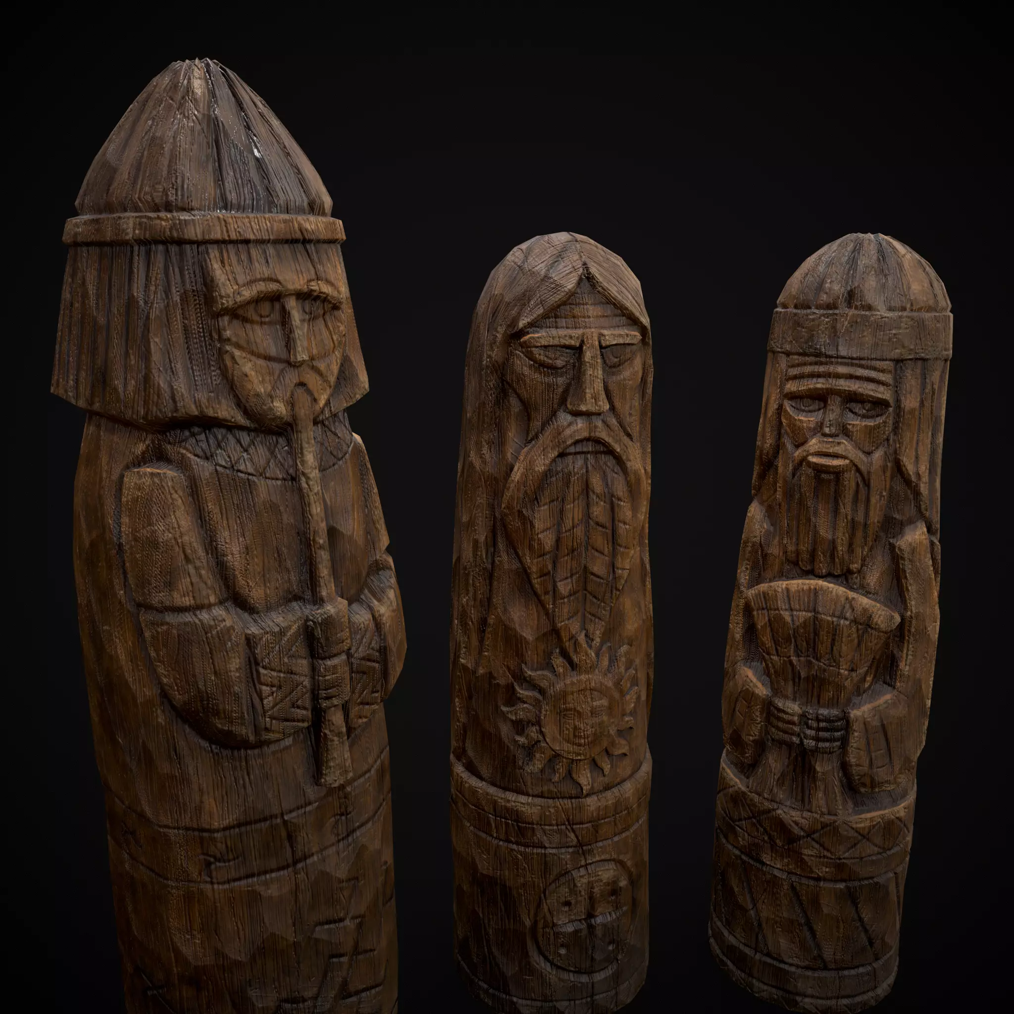 Slavic Gods Figurines Set Low-poly 3D model_36