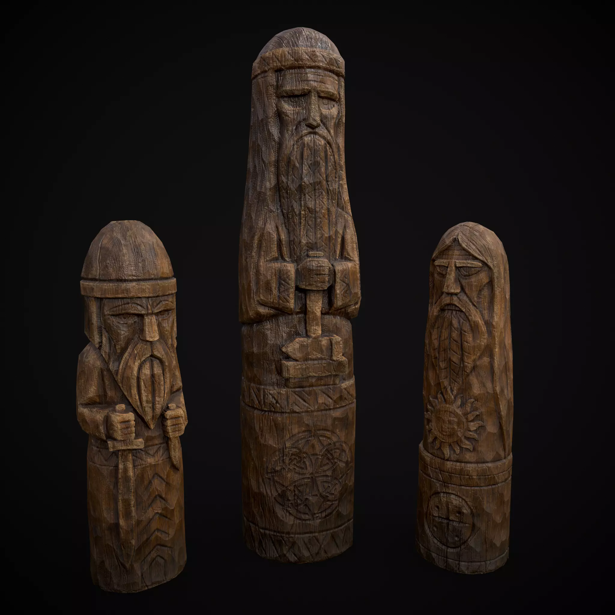 Slavic Gods Figurines Set Low-poly 3D model_37
