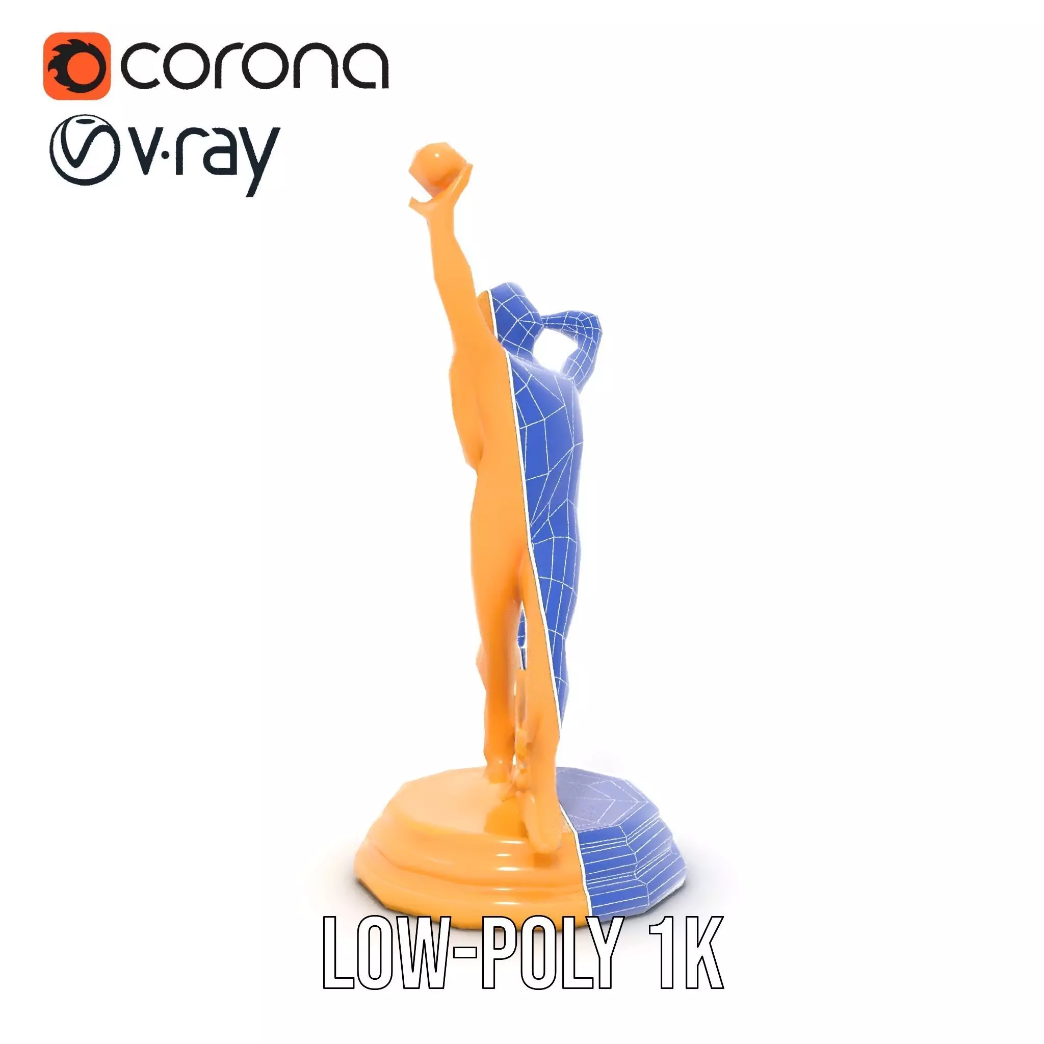 Golden Trophy Winner Statue Model Pack Low-poly 3D model_25