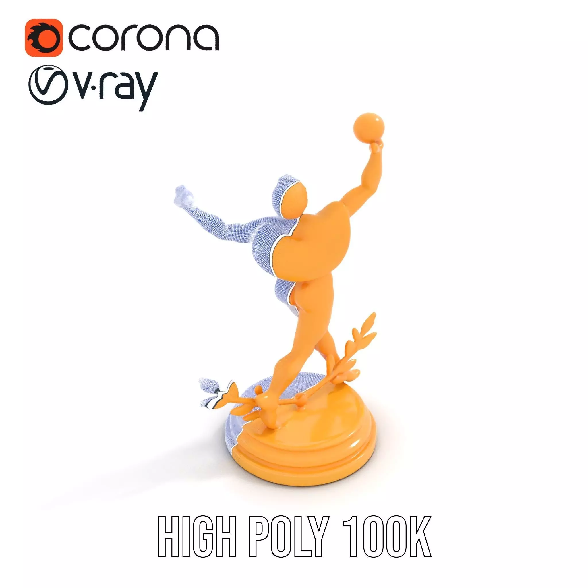 Golden Trophy Winner Statue Model Pack Low-poly 3D model_32