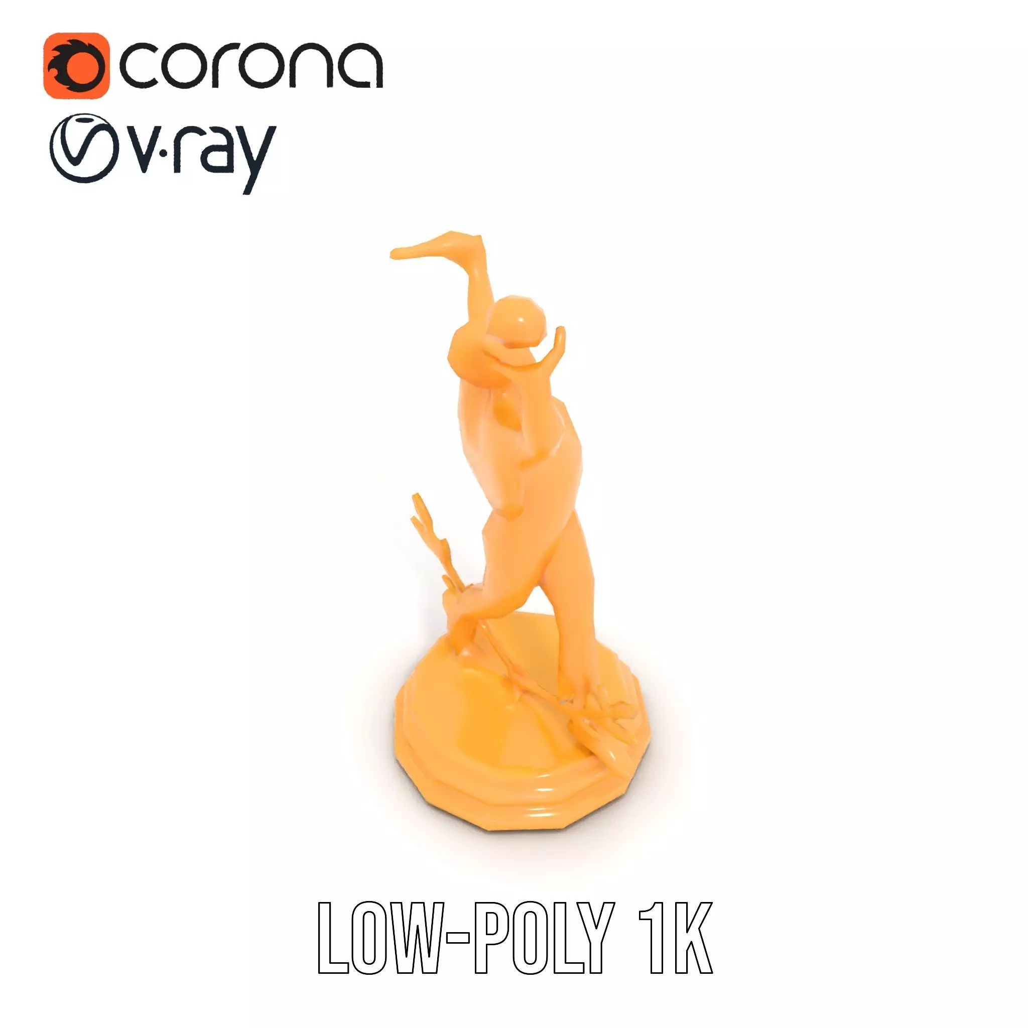 Golden Trophy Winner Statue Model Pack Low-poly 3D model_9