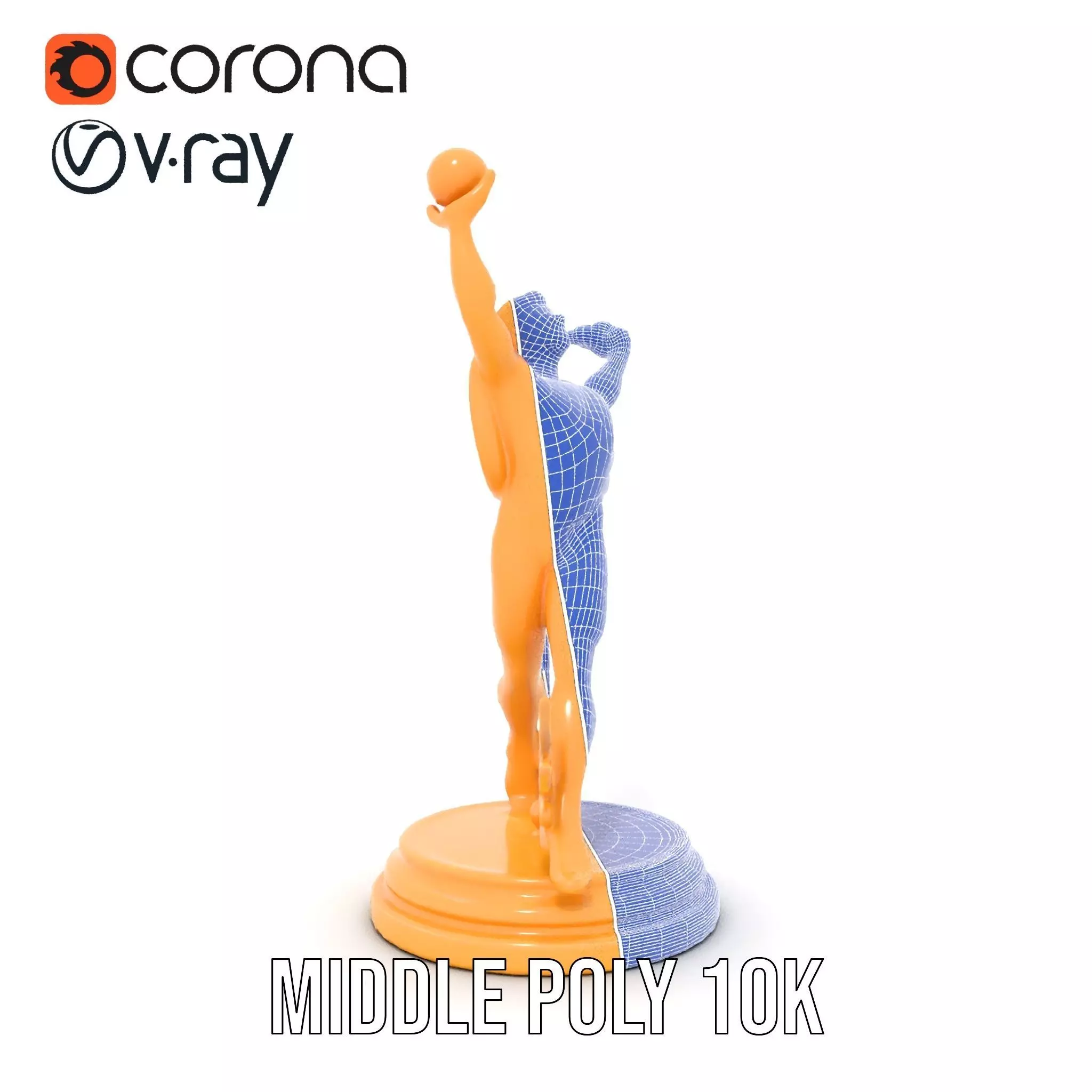 Golden Trophy Winner Statue Model Pack Low-poly 3D model_30