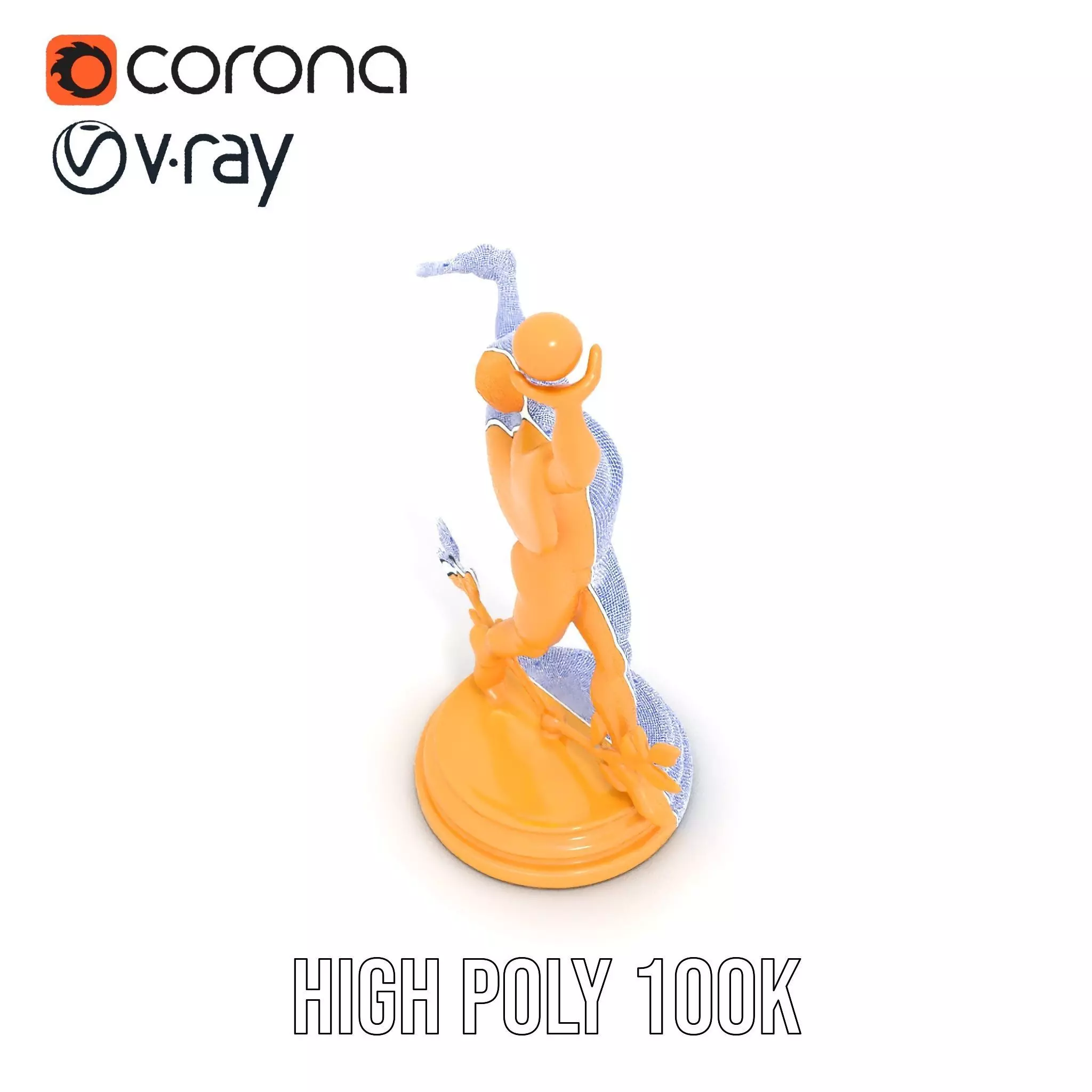 Golden Trophy Winner Statue Model Pack Low-poly 3D model_34