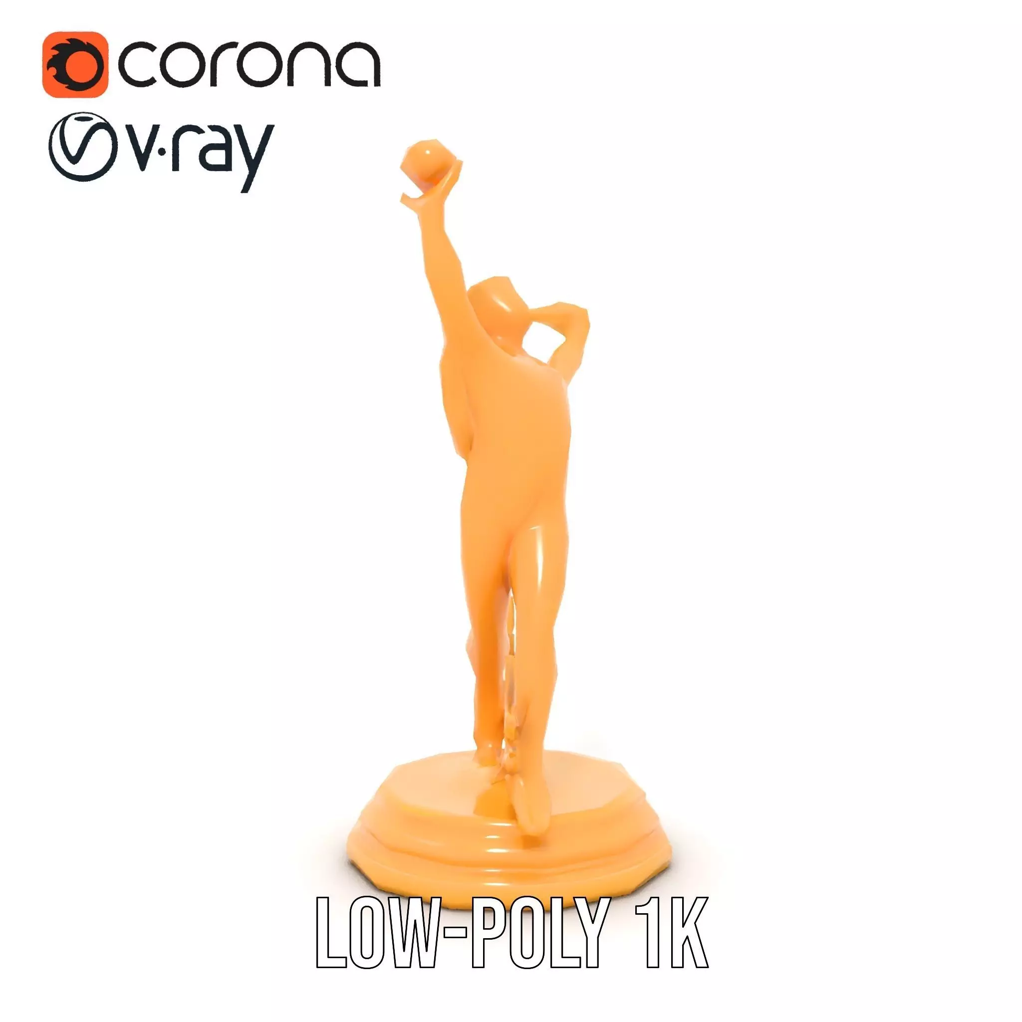 Golden Trophy Winner Statue Model Pack Low-poly 3D model_15