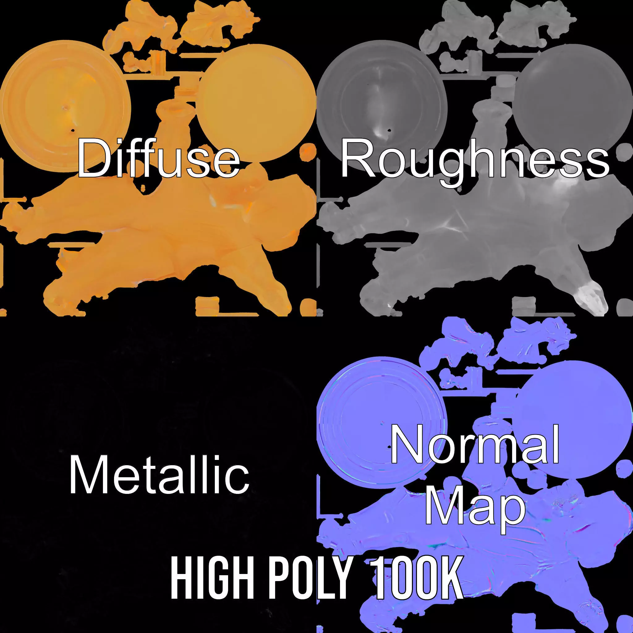 Golden Trophy Winner Statue Model Pack Low-poly 3D model_4