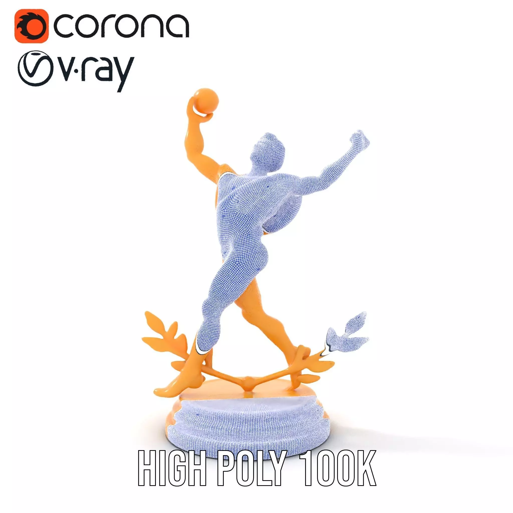Golden Trophy Winner Statue Model Pack Low-poly 3D model_33
