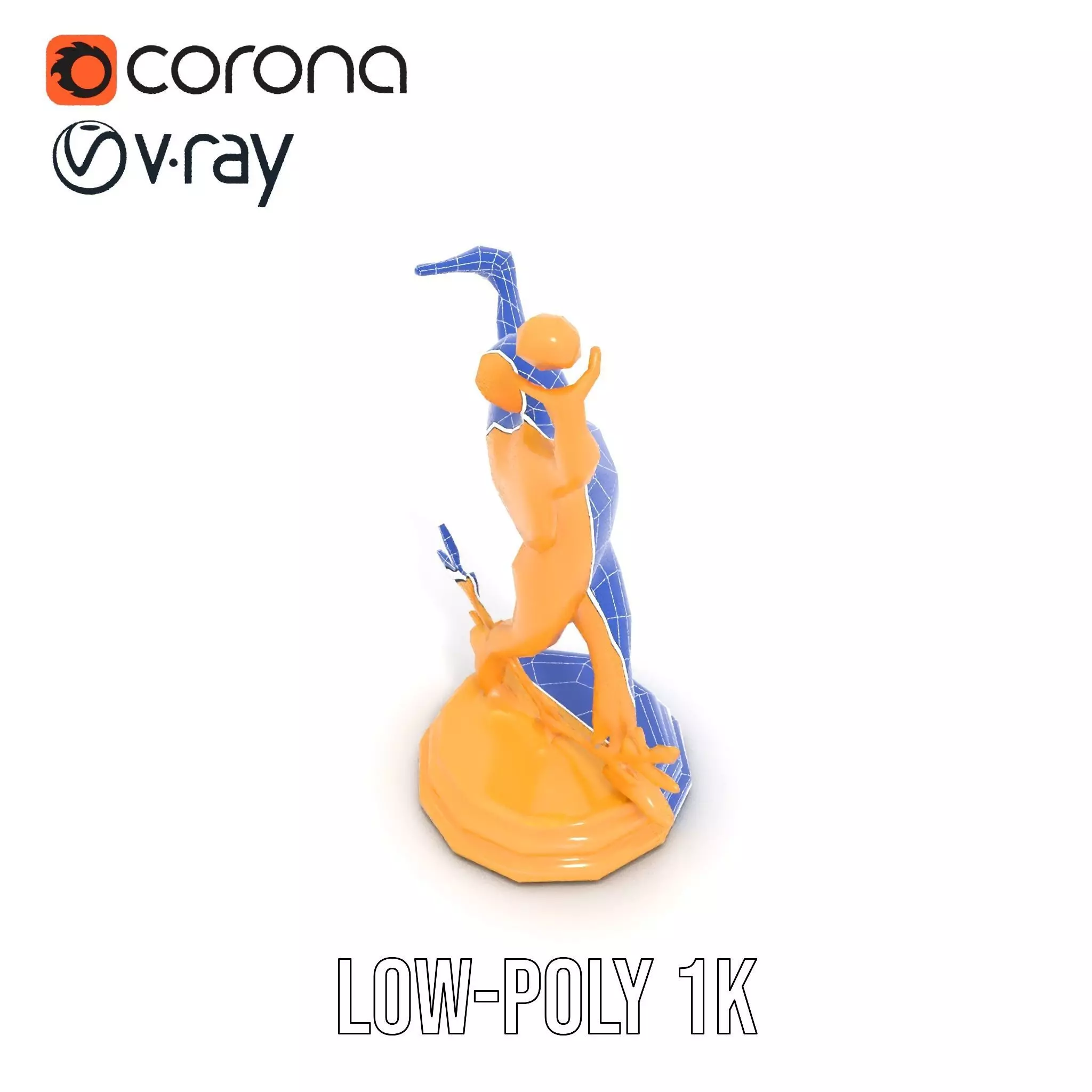 Golden Trophy Winner Statue Model Pack Low-poly 3D model_22