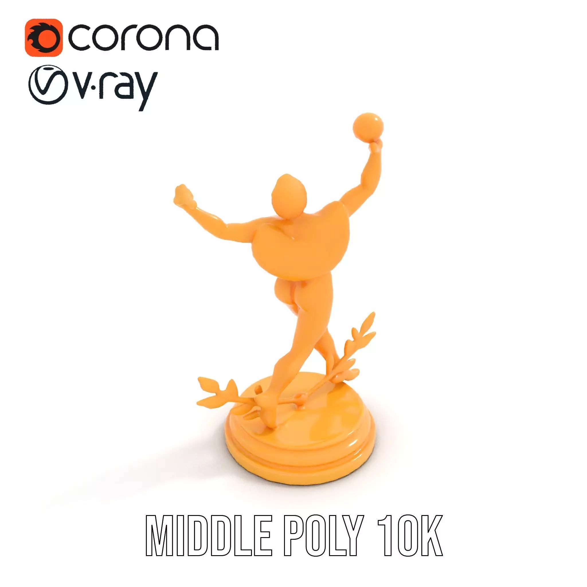 Golden Trophy Winner Statue Model Pack Low-poly 3D model_7