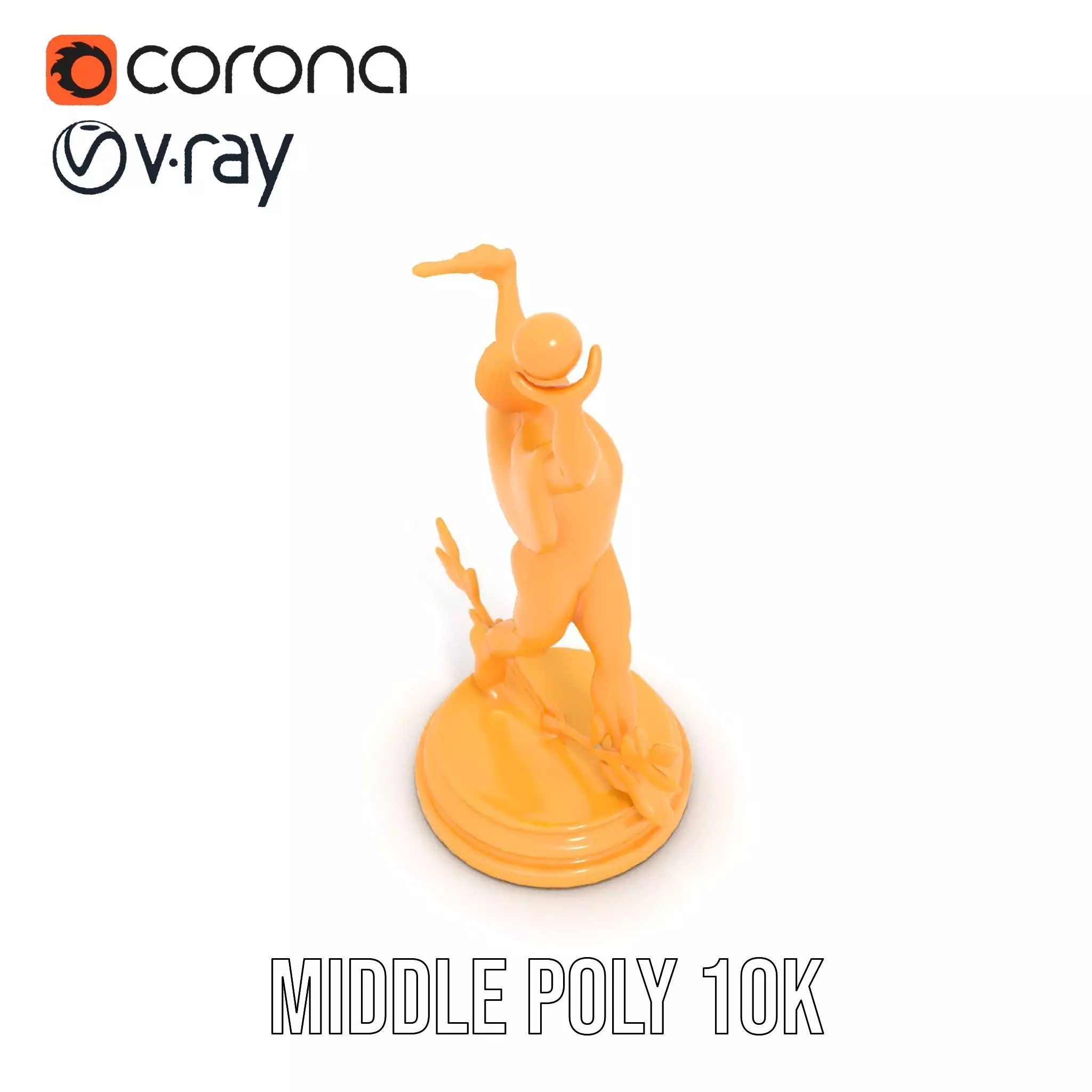 Golden Trophy Winner Statue Model Pack Low-poly 3D model_6