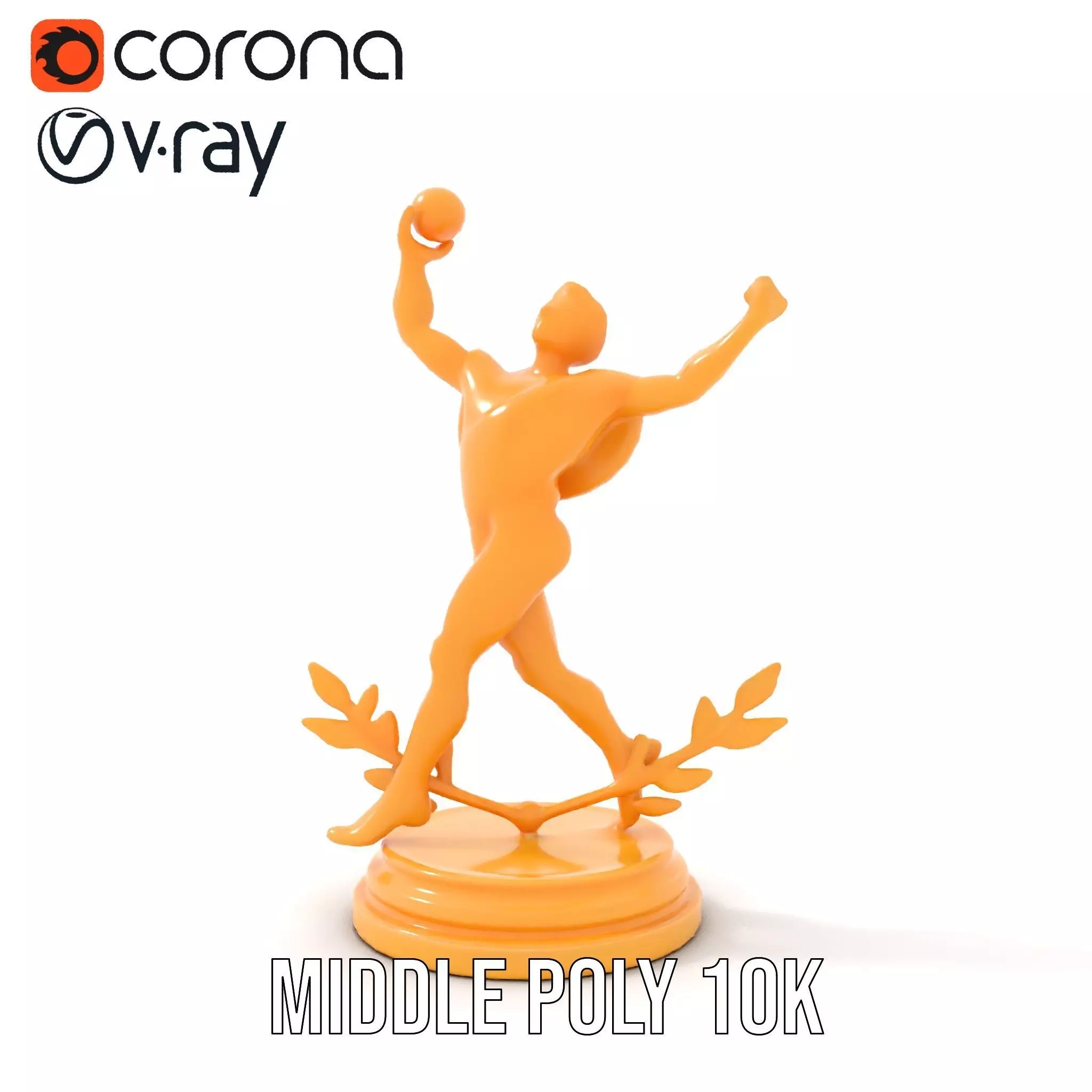Golden Trophy Winner Statue Model Pack Low-poly 3D model_14