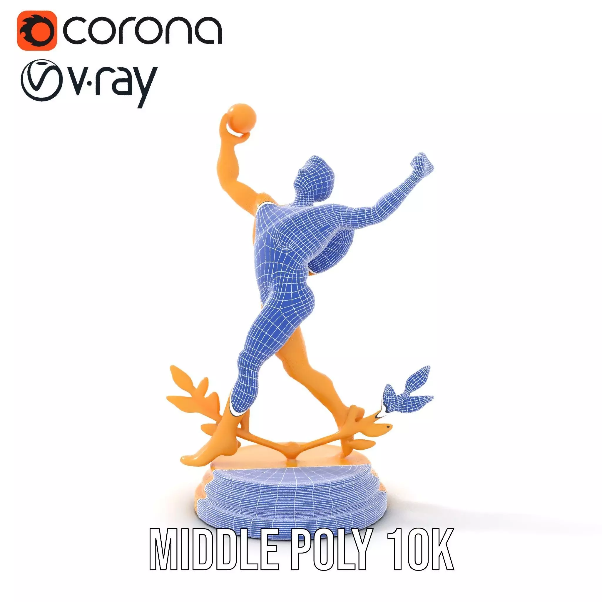 Golden Trophy Winner Statue Model Pack Low-poly 3D model_27