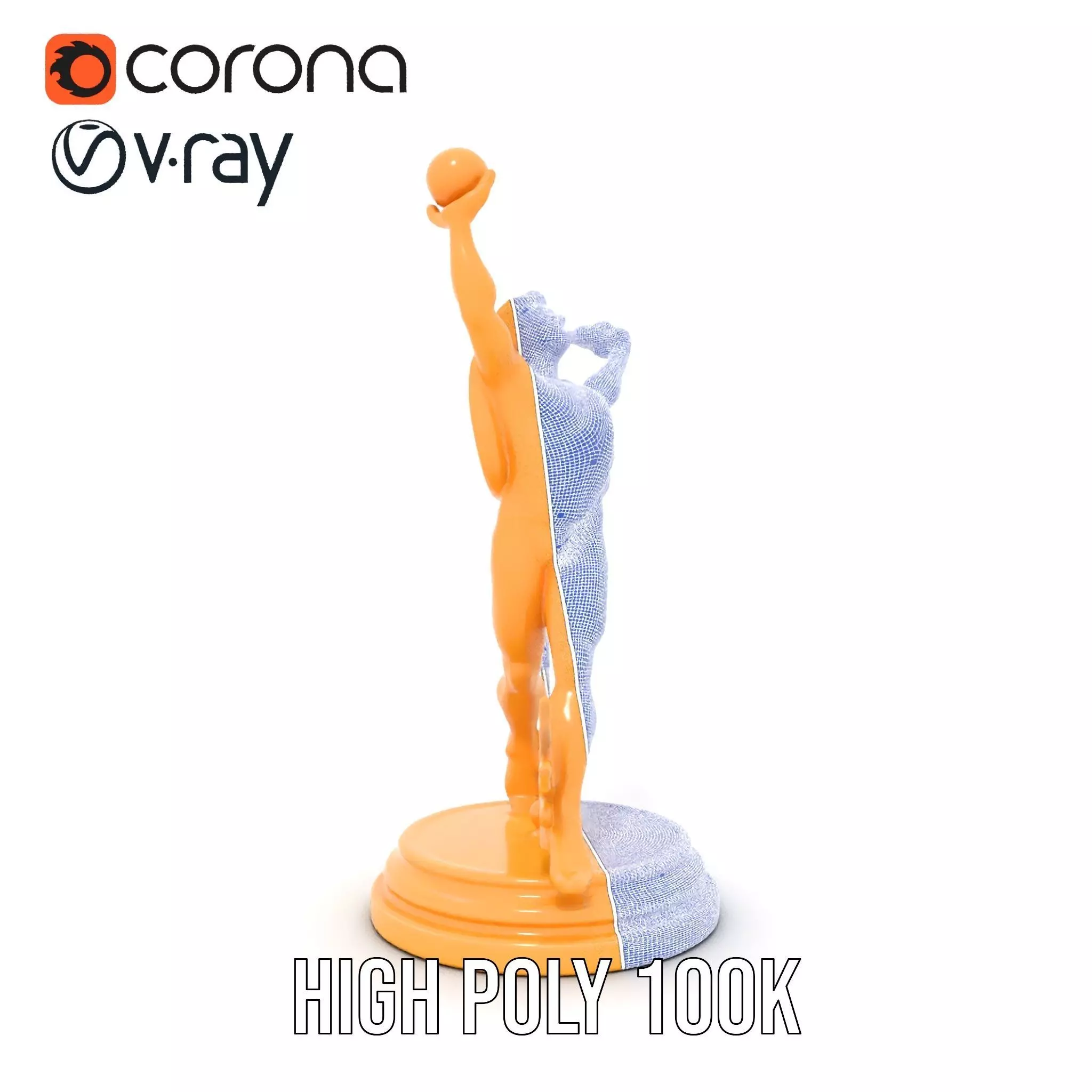 Golden Trophy Winner Statue Model Pack Low-poly 3D model_35