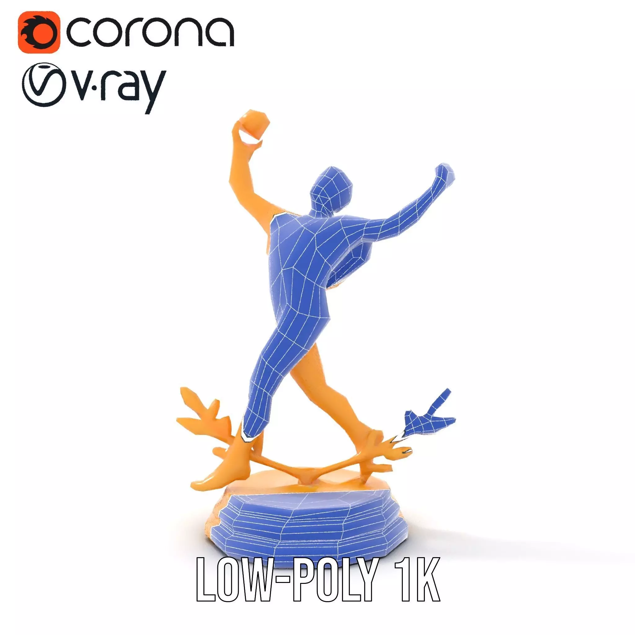 Golden Trophy Winner Statue Model Pack Low-poly 3D model_31