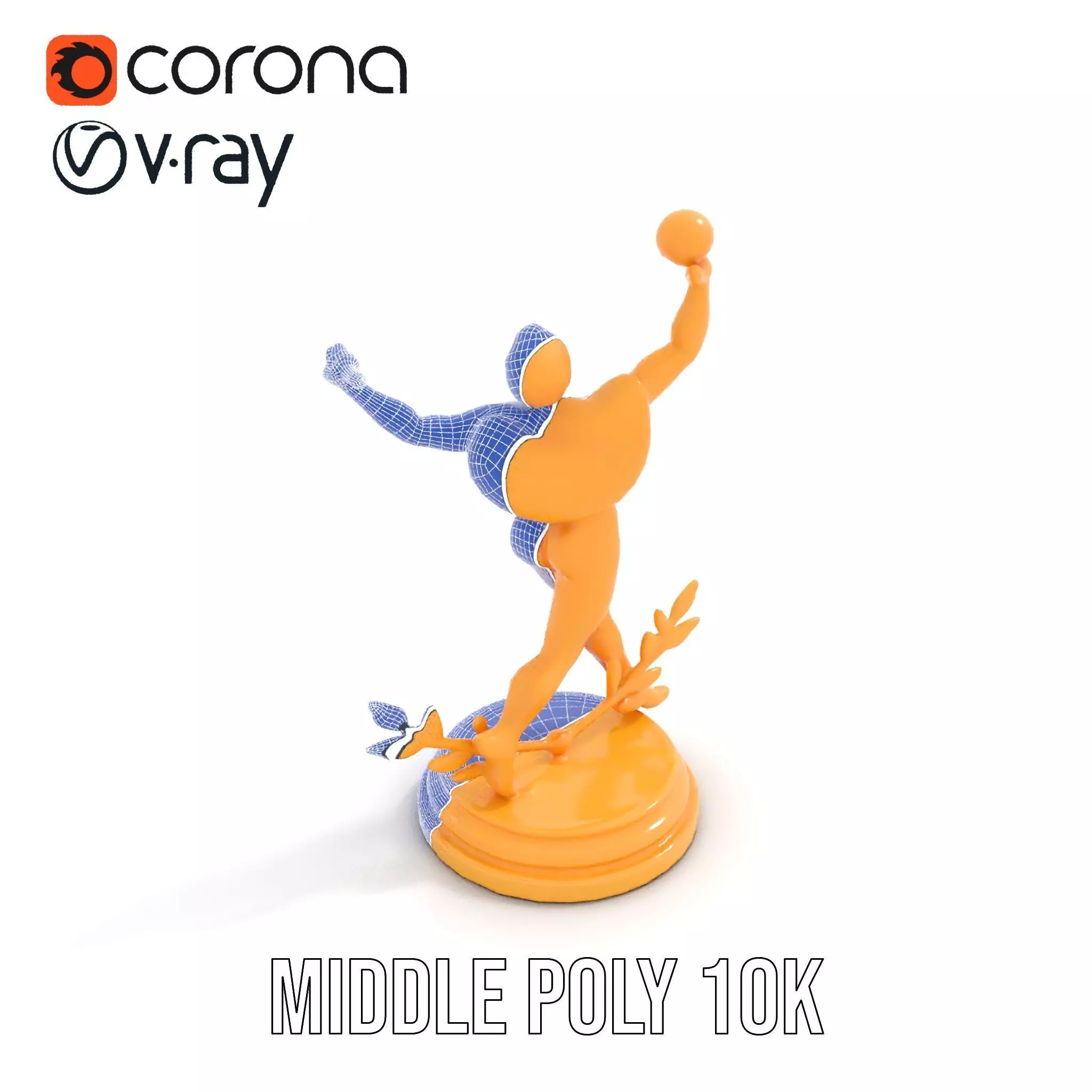 Golden Trophy Winner Statue Model Pack Low-poly 3D model_16