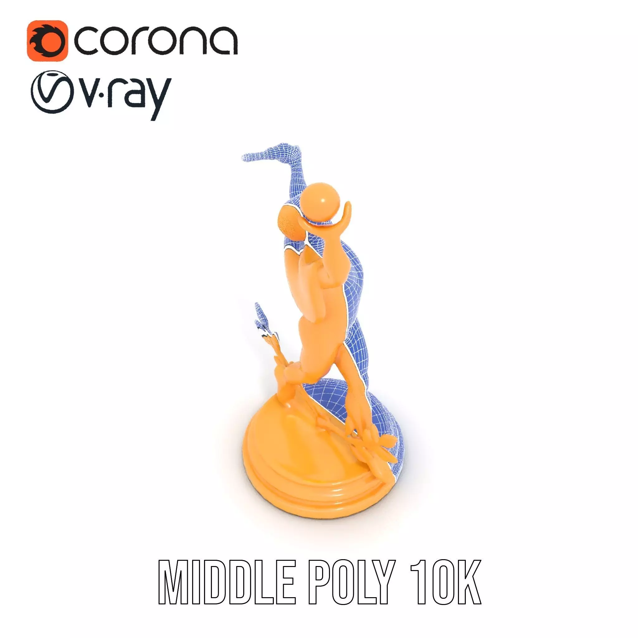 Golden Trophy Winner Statue Model Pack Low-poly 3D model_24