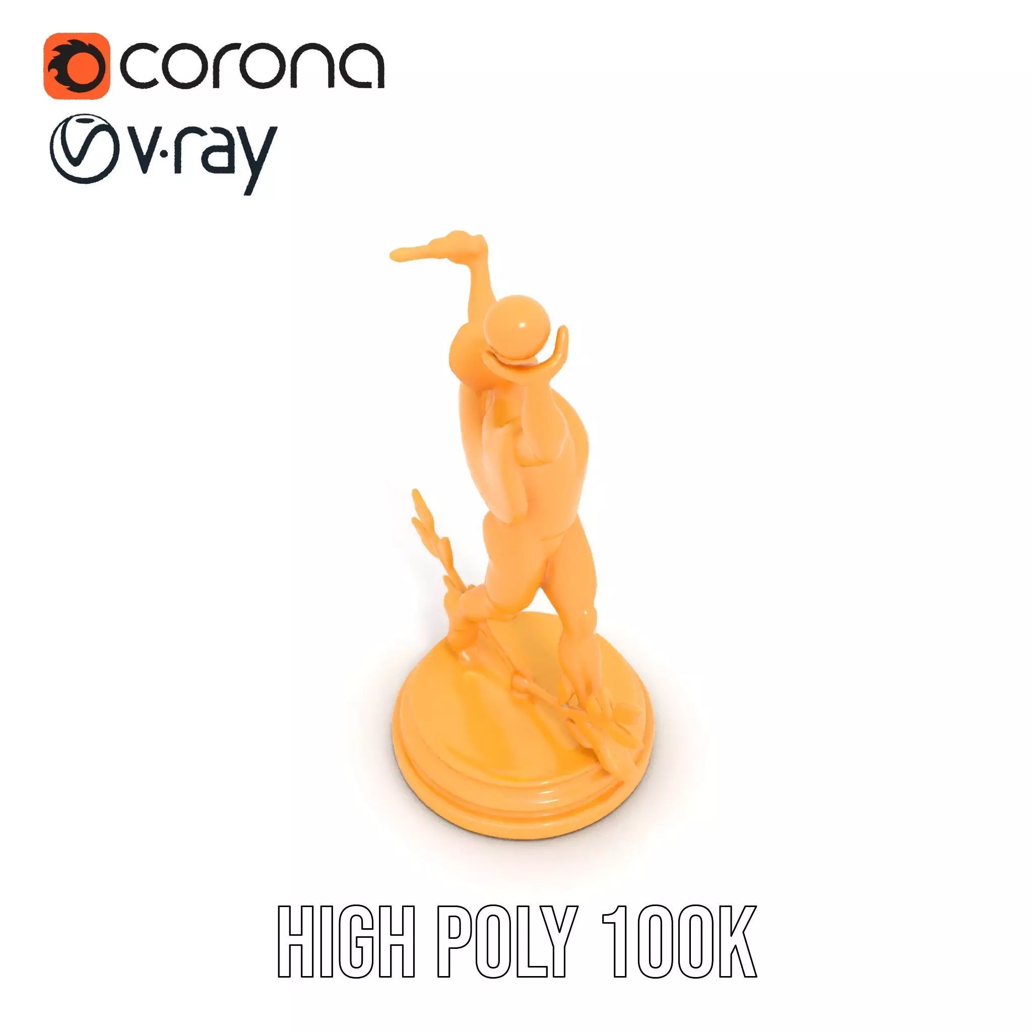 Golden Trophy Winner Statue Model Pack Low-poly 3D model_26