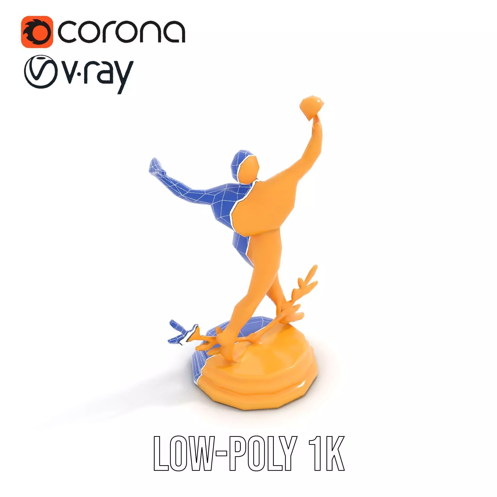 Golden Trophy Winner Statue Model Pack Low-poly 3D model_28
