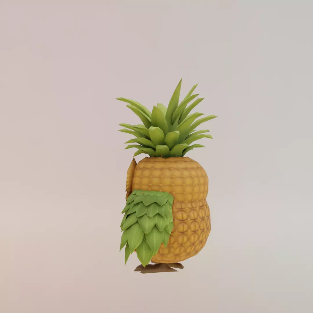 Ananasita Owlita Italian brainrot Low Poly Character Low-poly 3D model_4