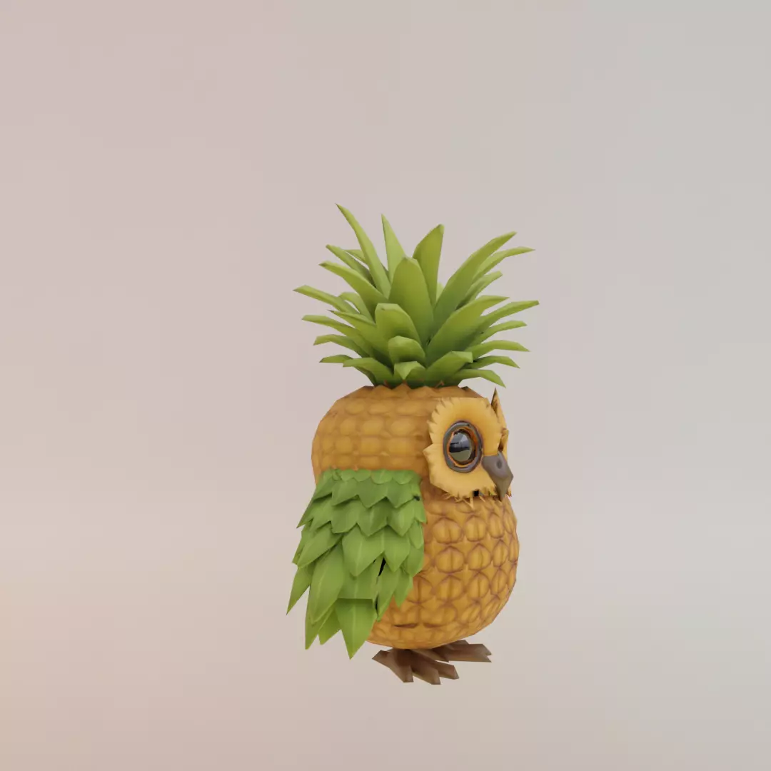 Ananasita Owlita Italian brainrot Low Poly Character Low-poly 3D model_10