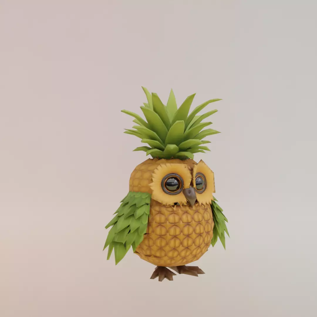 Ananasita Owlita Italian brainrot Low Poly Character Low-poly 3D model_11