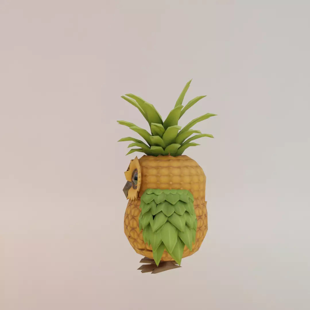 Ananasita Owlita Italian brainrot Low Poly Character Low-poly 3D model_3