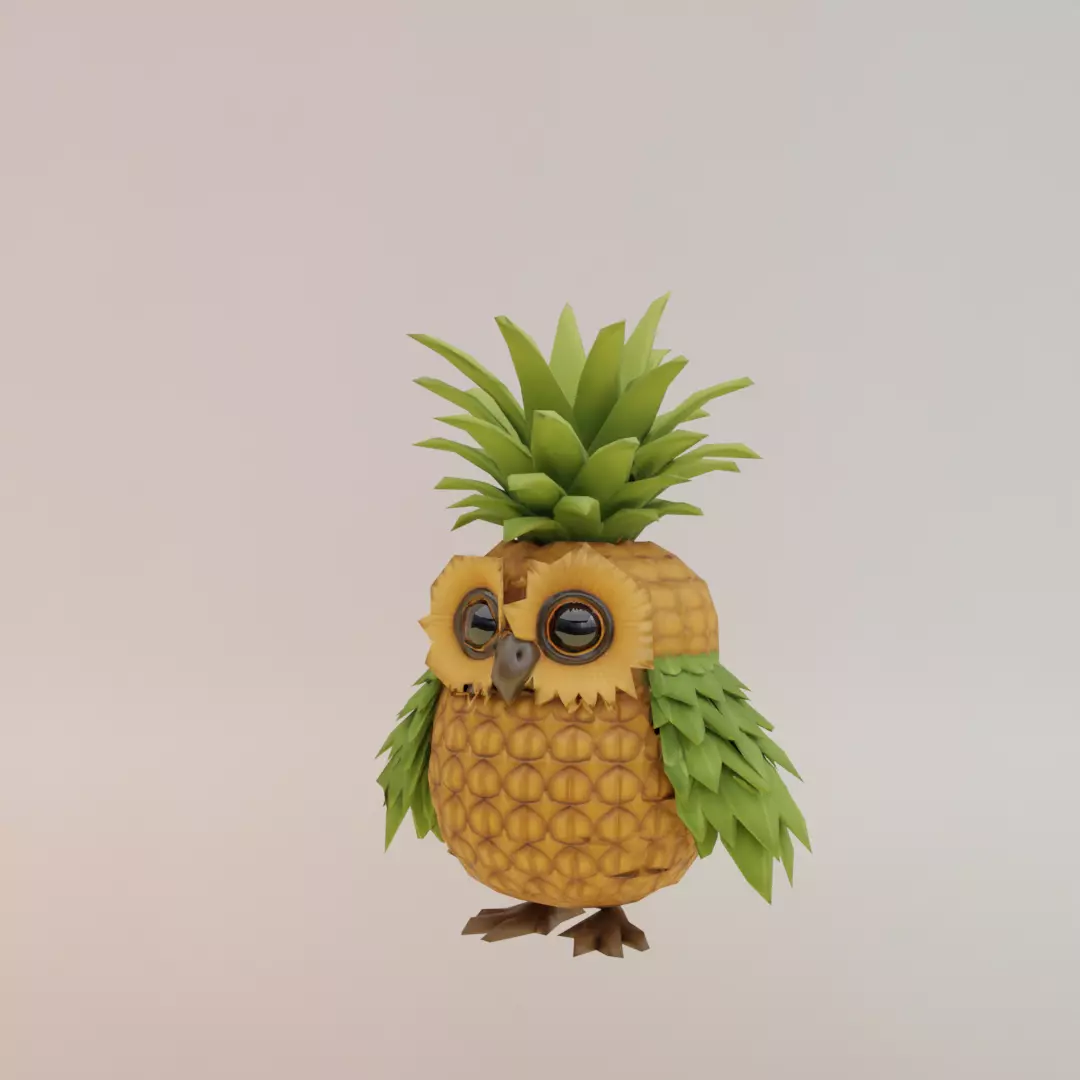 Ananasita Owlita Italian brainrot Low Poly Character Low-poly 3D model_1