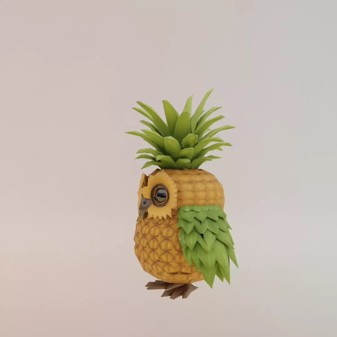 Ananasita Owlita Italian brainrot Low Poly Character Low-poly 3D model_2