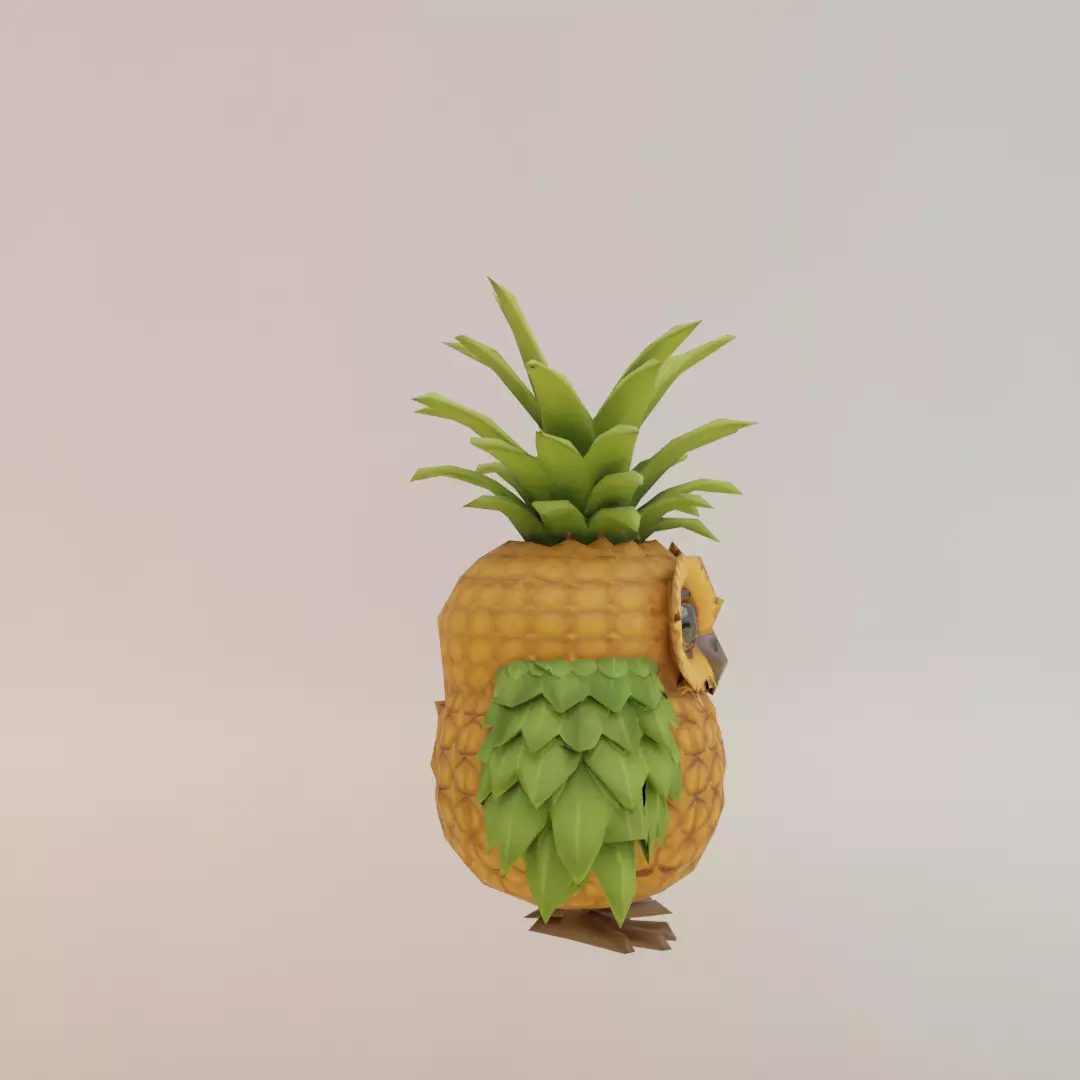 Ananasita Owlita Italian brainrot Low Poly Character Low-poly 3D model_9