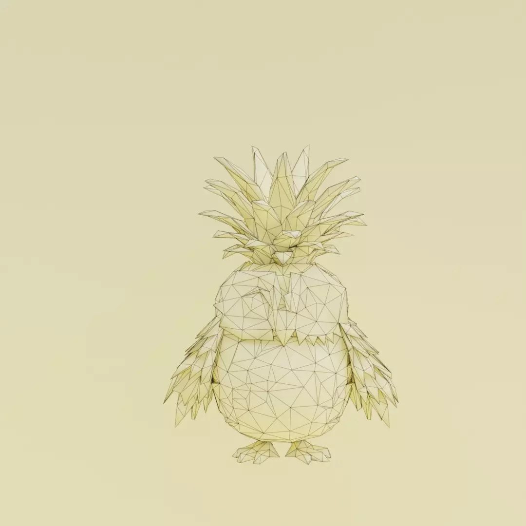 Ananasita Owlita Italian brainrot Low Poly Character Low-poly 3D model_12